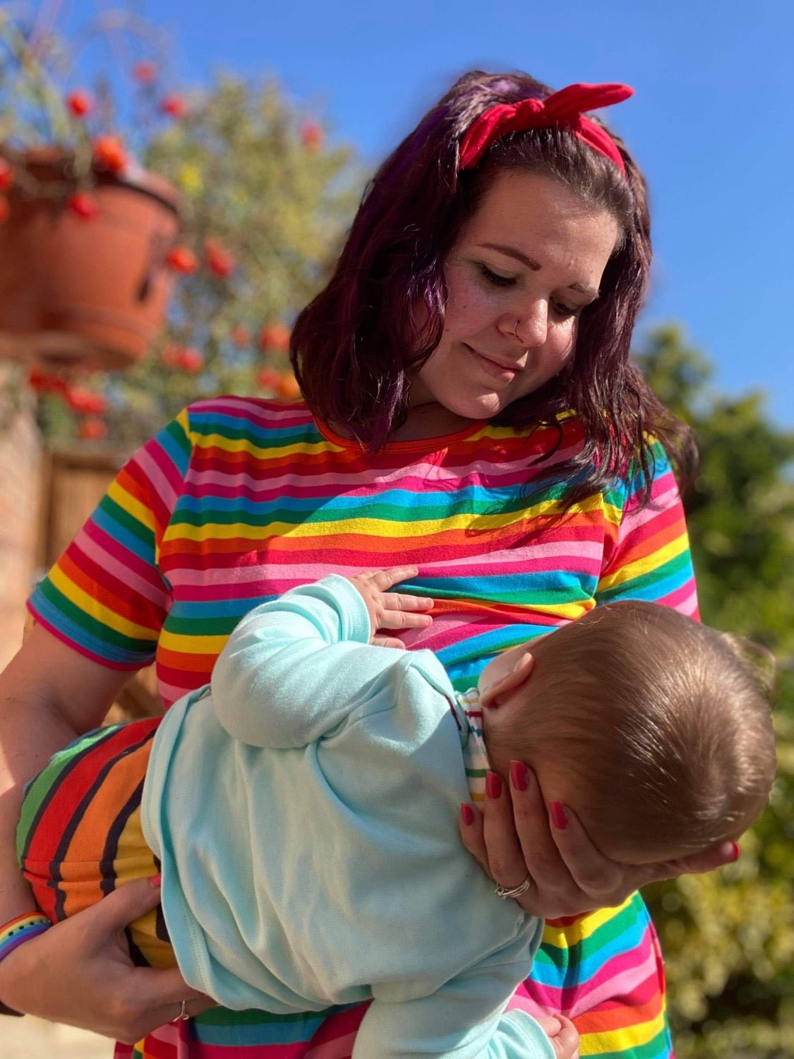 The Breastfeeding Skater Dress - Rainbow