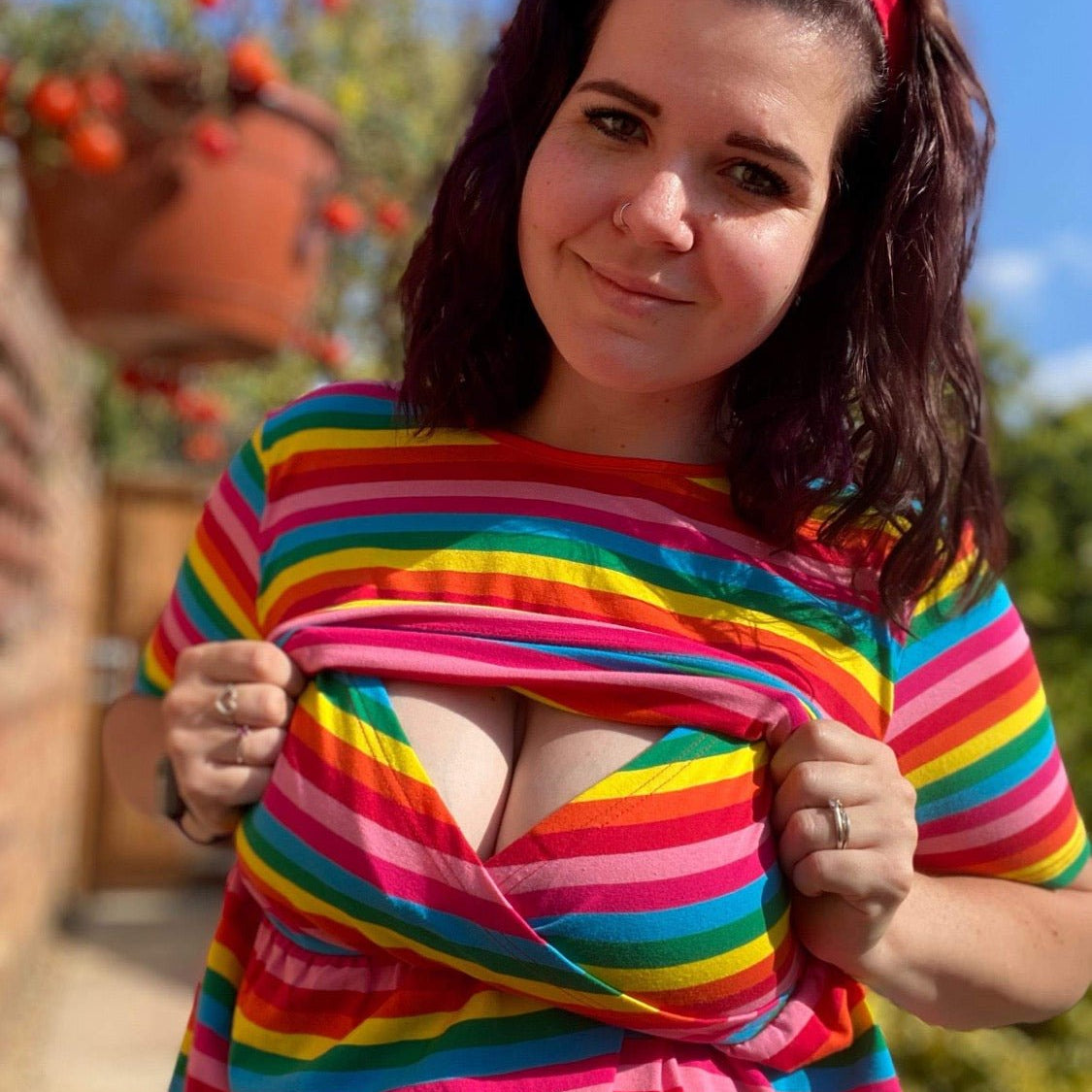 The Breastfeeding Skater Dress - Rainbow