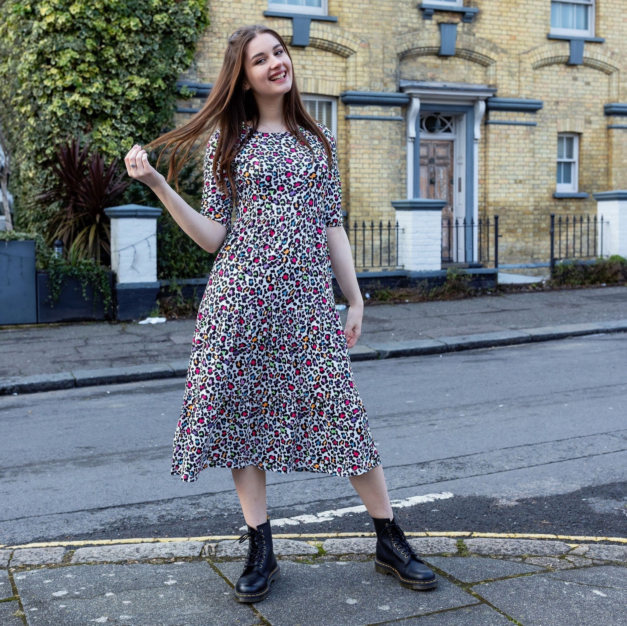 Milkymoon Midi Breastfeeding Dress - Rainbow Leopard