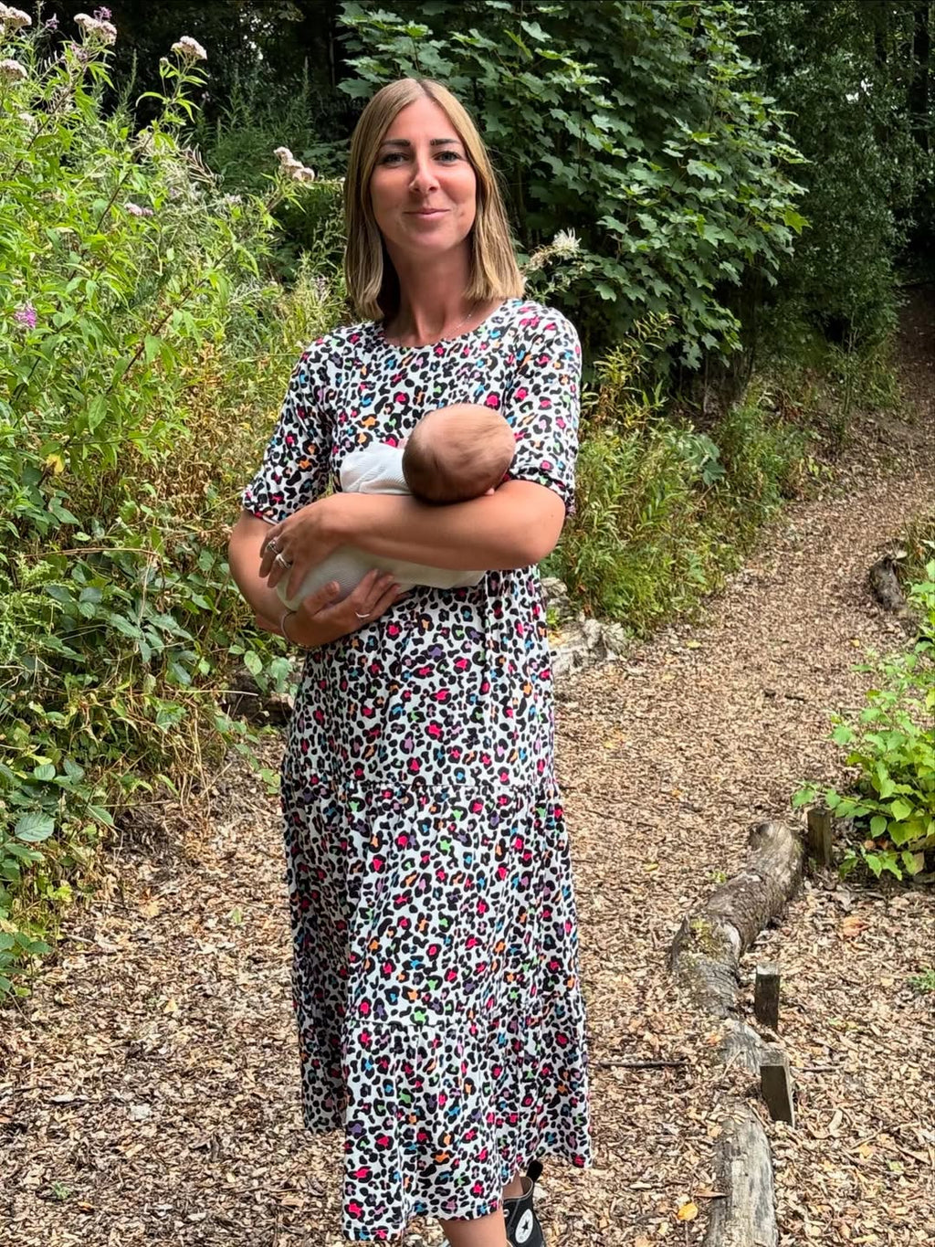 Milkymoon Midi Breastfeeding Dress - Rainbow Leopard