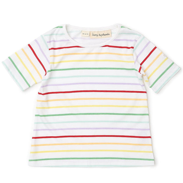 Dotty Dungarees Summer T-Shirt - Rainbow Breton Stripe