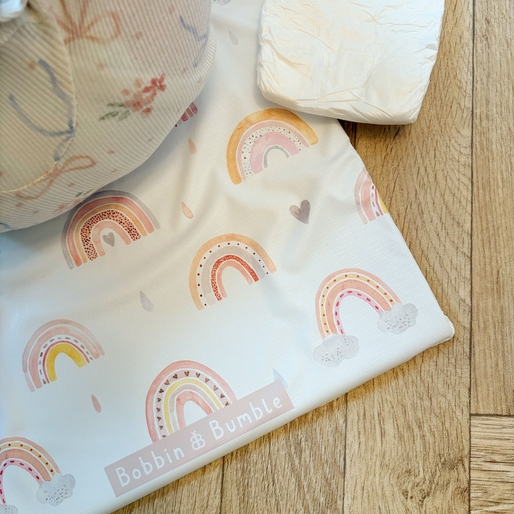 Bobbin and Bumble Travel Changing Mat - Pink Rainbow