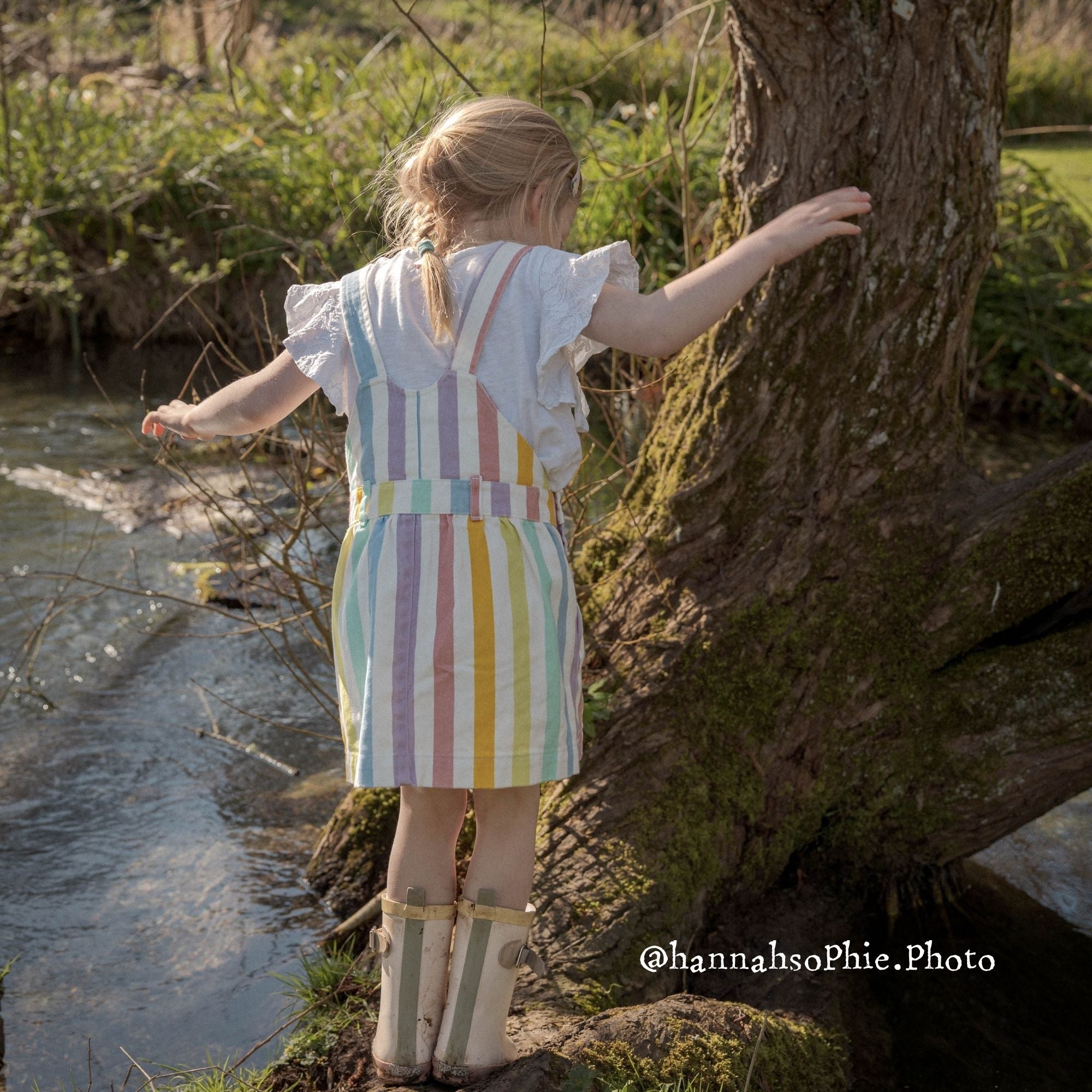 Dotty Dungarees Classic Wide Stripe Dress - Multicolour