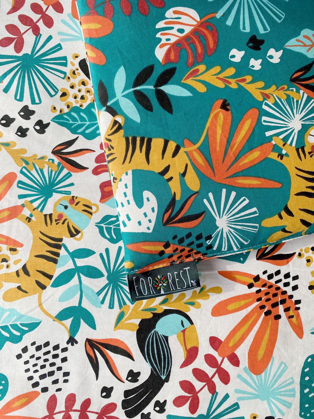 FORREST 3 Piece Organic Reversible Cot Bed Set - Rainforest