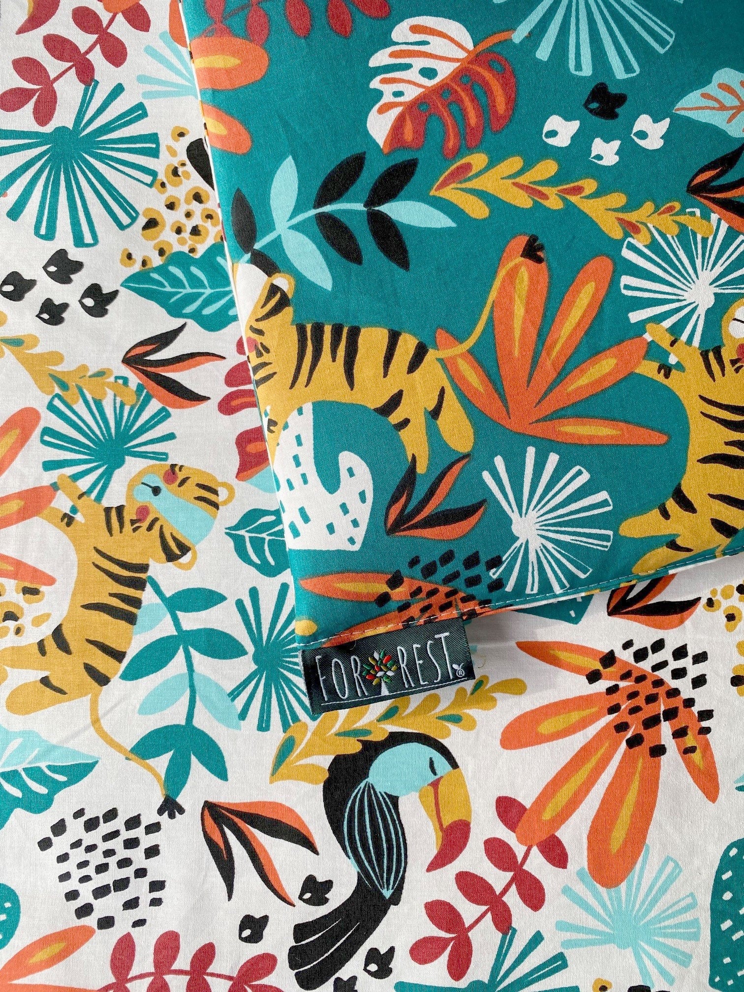FORREST 3 Piece Organic Reversible Cot Bed Set - Rainforest
