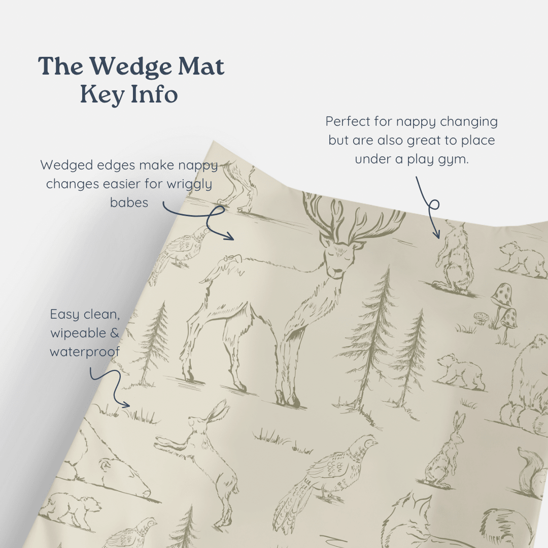 Ralphie Bear Anti Roll Wedge Changing Mat - Neutral Beige Scallop - Baby&More