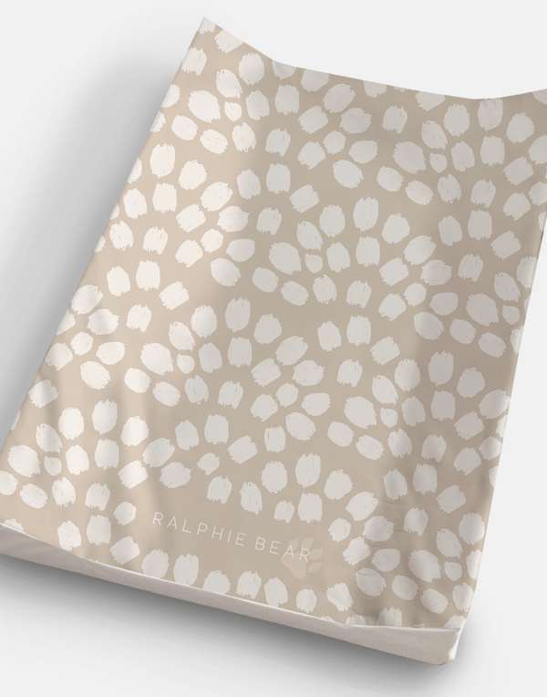 Ralphie Bear Anti Roll Wedge Changing Mat - Neutral Beige Scallop - Baby&More