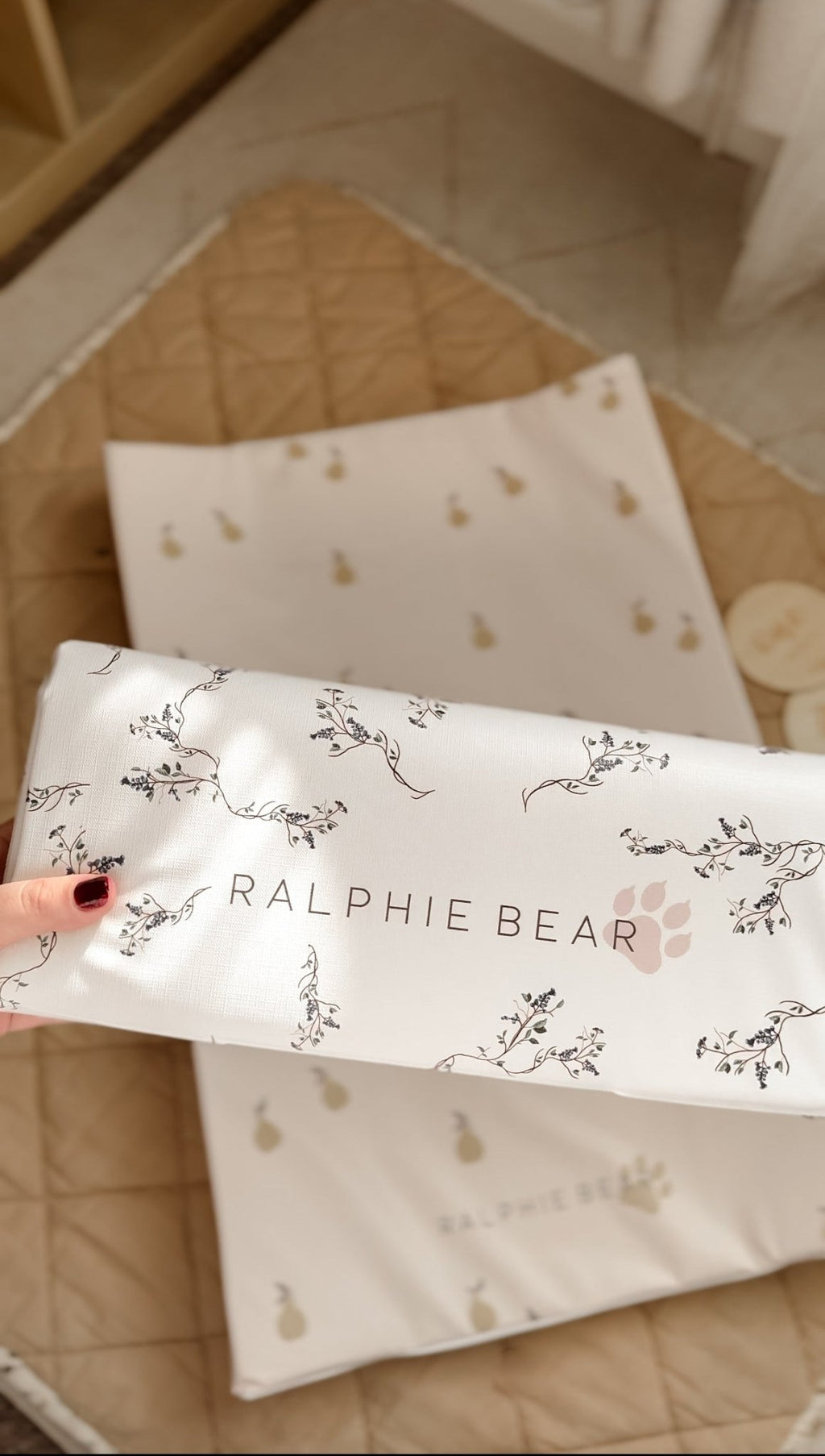 Ralphie Bear Anti Roll Wedge Changing Mat - Pears - Baby&More