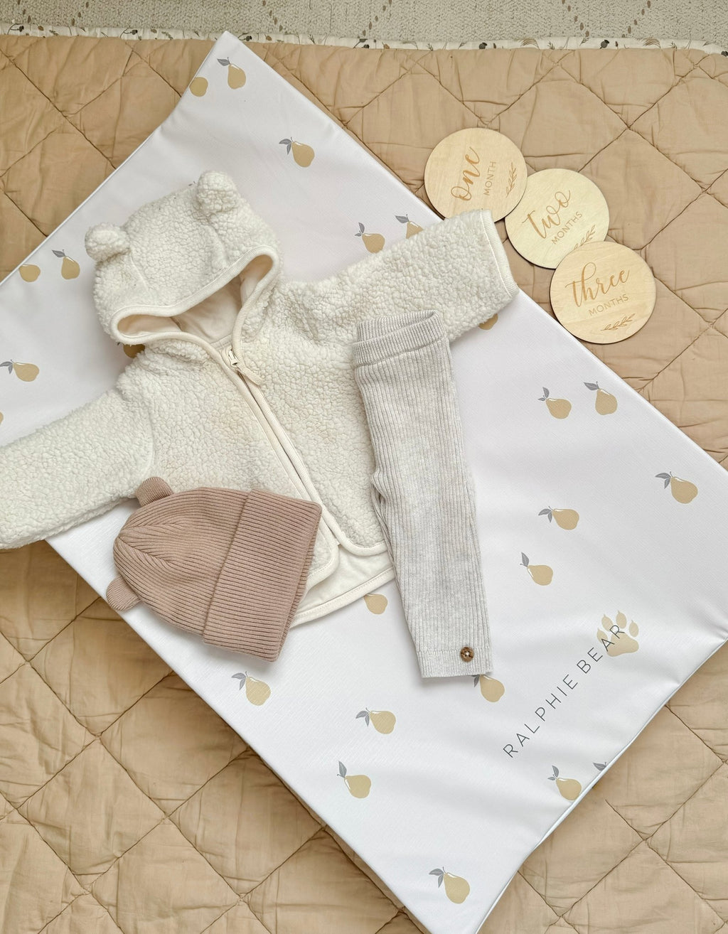 Ralphie Bear Anti Roll Wedge Changing Mat - Pears - Baby&More