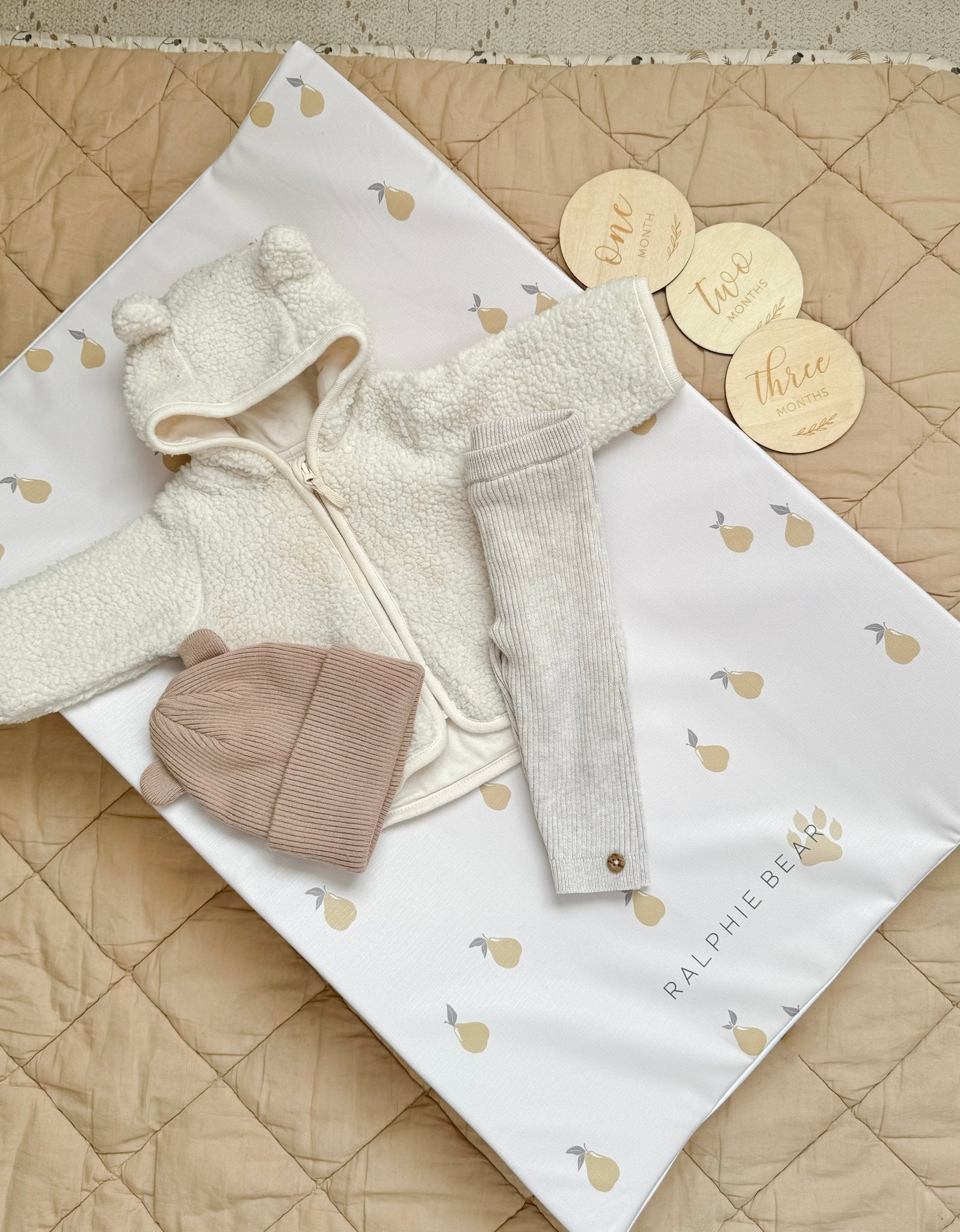Ralphie Bear Anti Roll Wedge Changing Mat - Pears - Baby&More