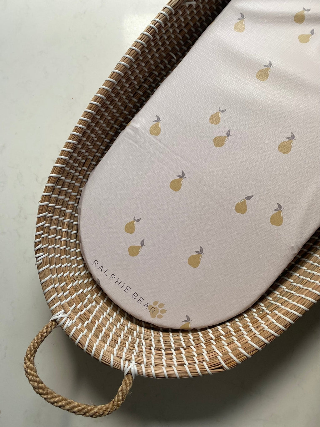 Ralphie Bear Changing Basket Mat Liner - Pears - Baby&More