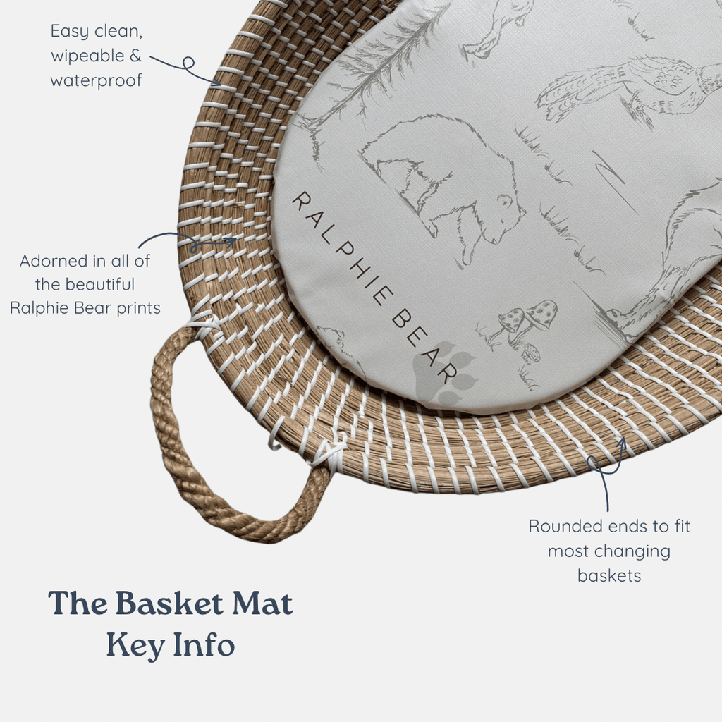 Ralphie Bear Changing Basket Mat Liner - Pears - Baby&More