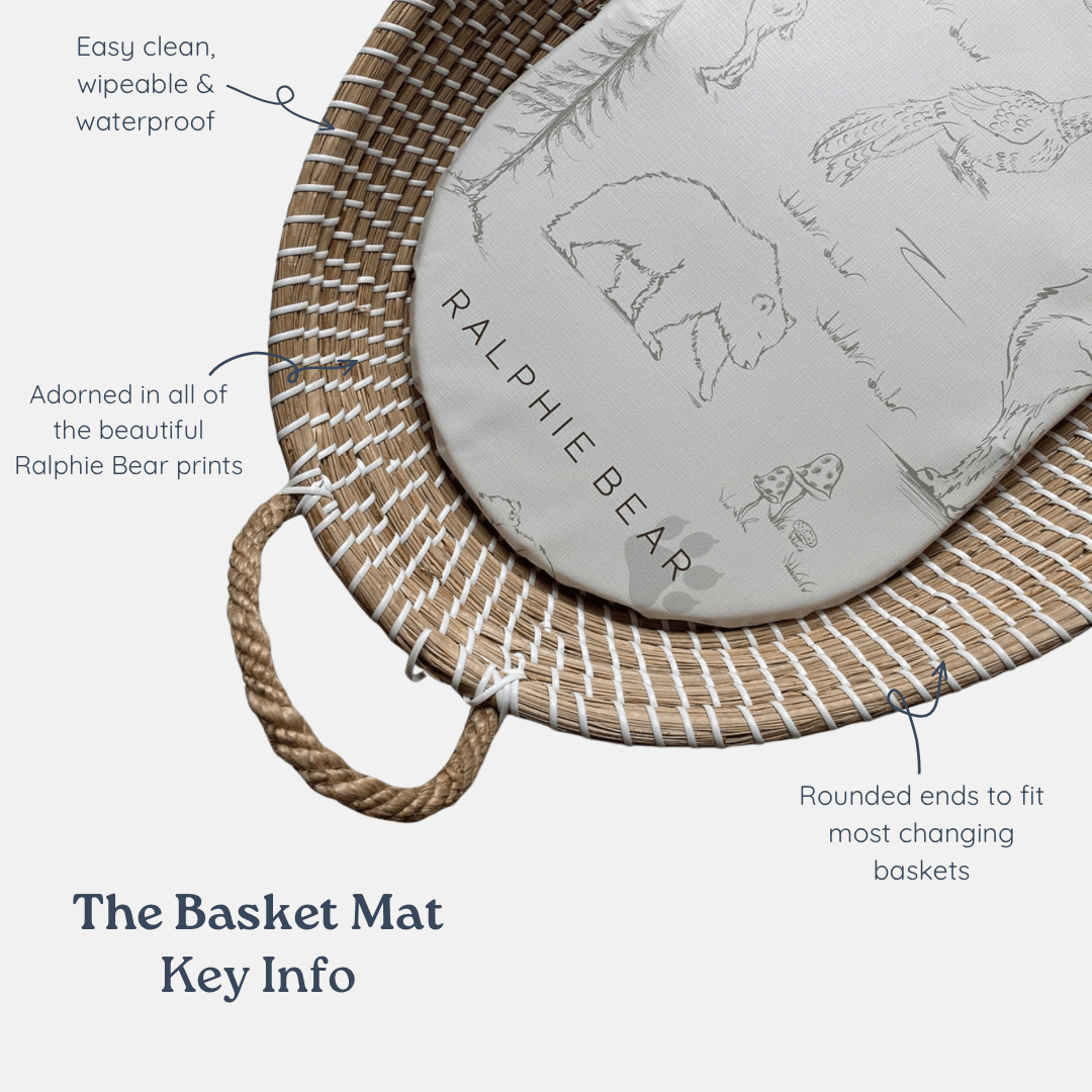 Ralphie Bear Changing Basket Mat Liner - Pears - Baby&More