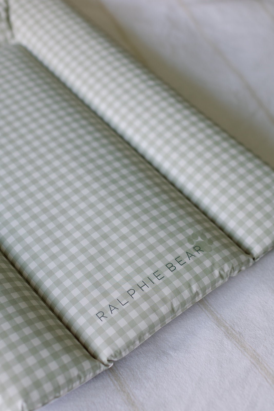 Ralphie Bear Comfort Changing Mat - Gingham Sage - Baby&More