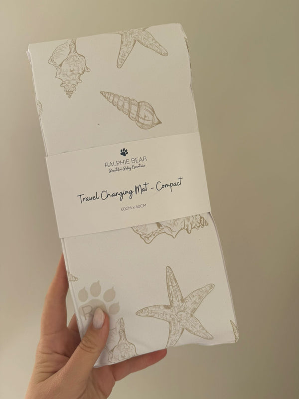 Ralphie Bear Compact Travel Changing Mat - Seashell - Baby&More
