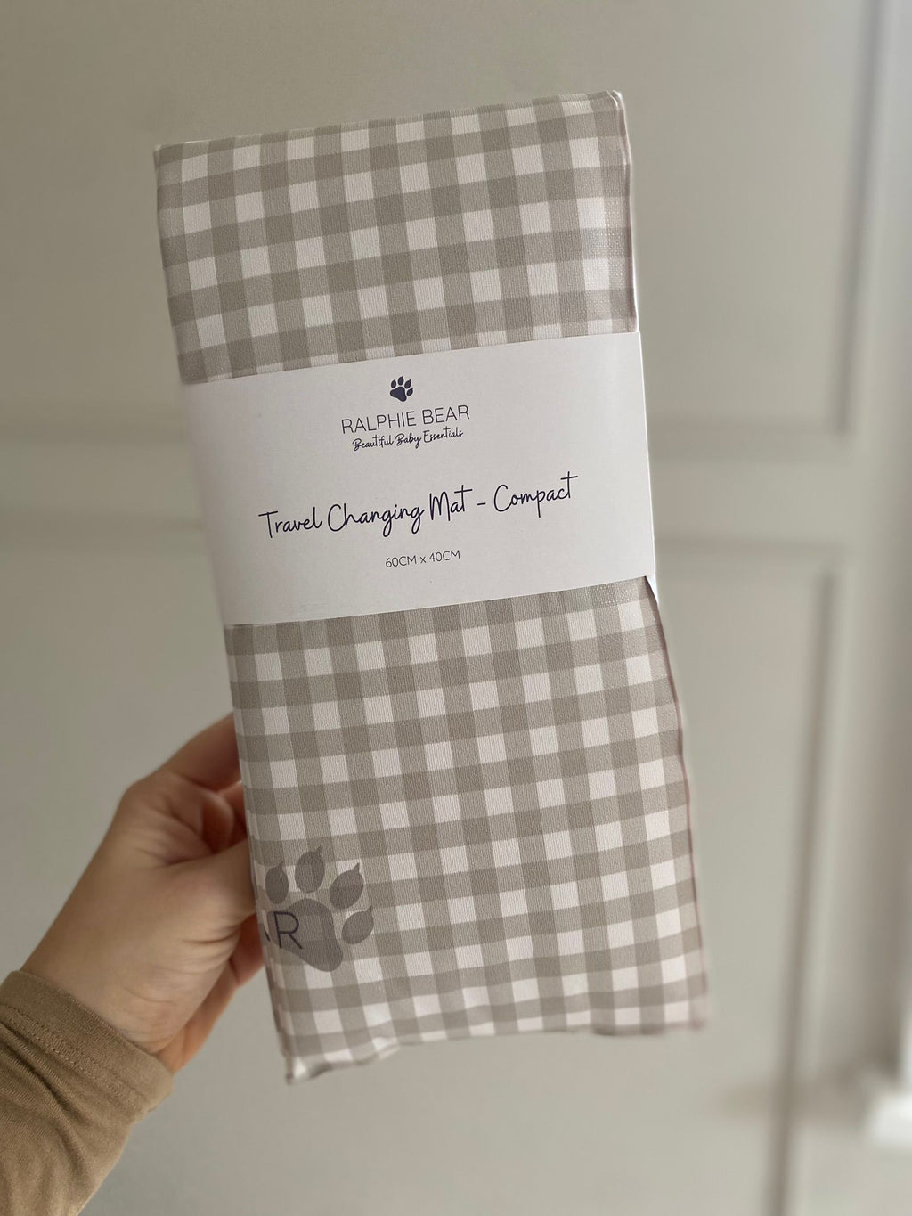 Ralphie Bear Compact Travel Mat - Gingham Sage - Baby&More