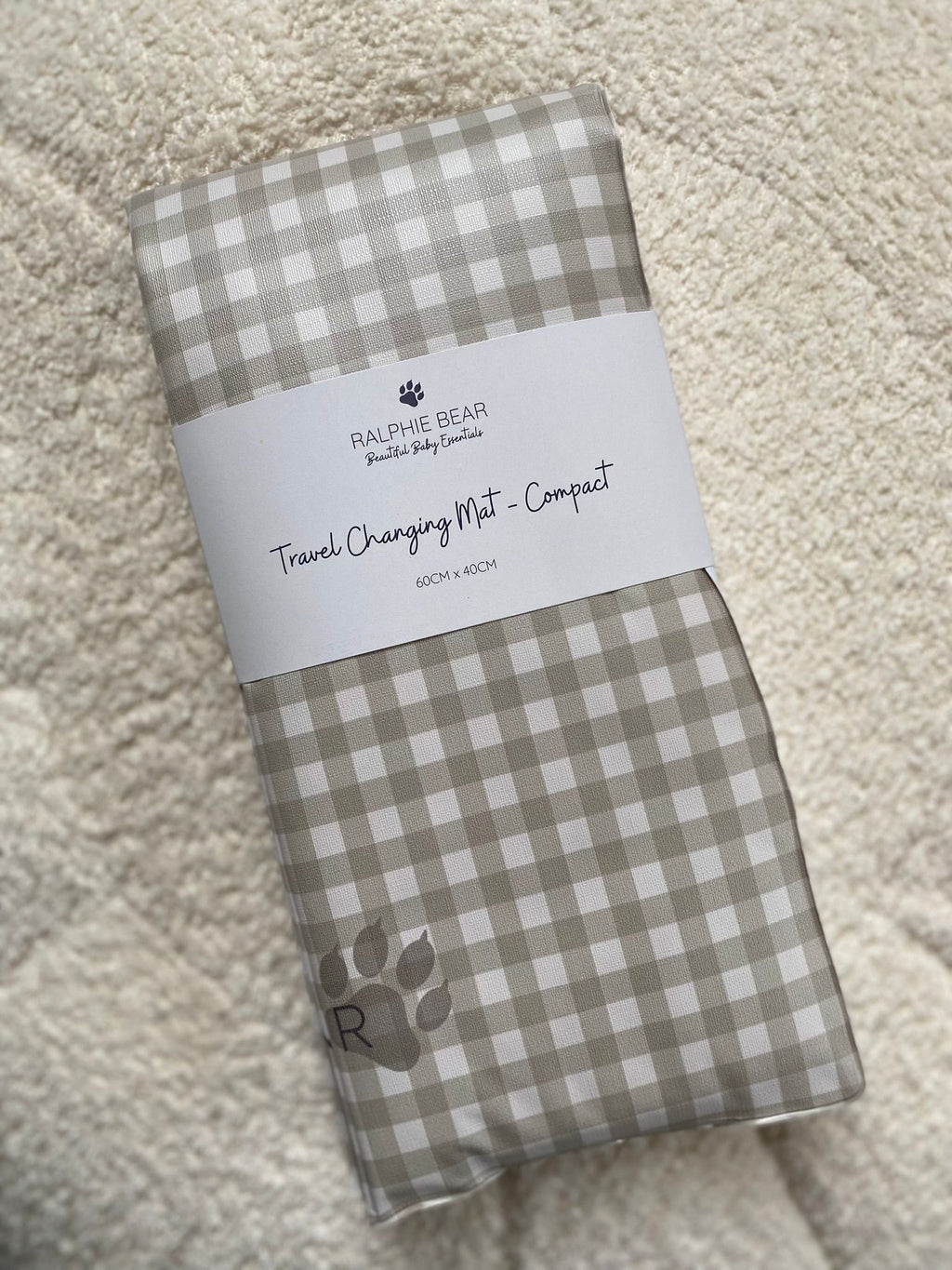 Ralphie Bear Compact Travel Mat - Gingham Sage - Baby&More