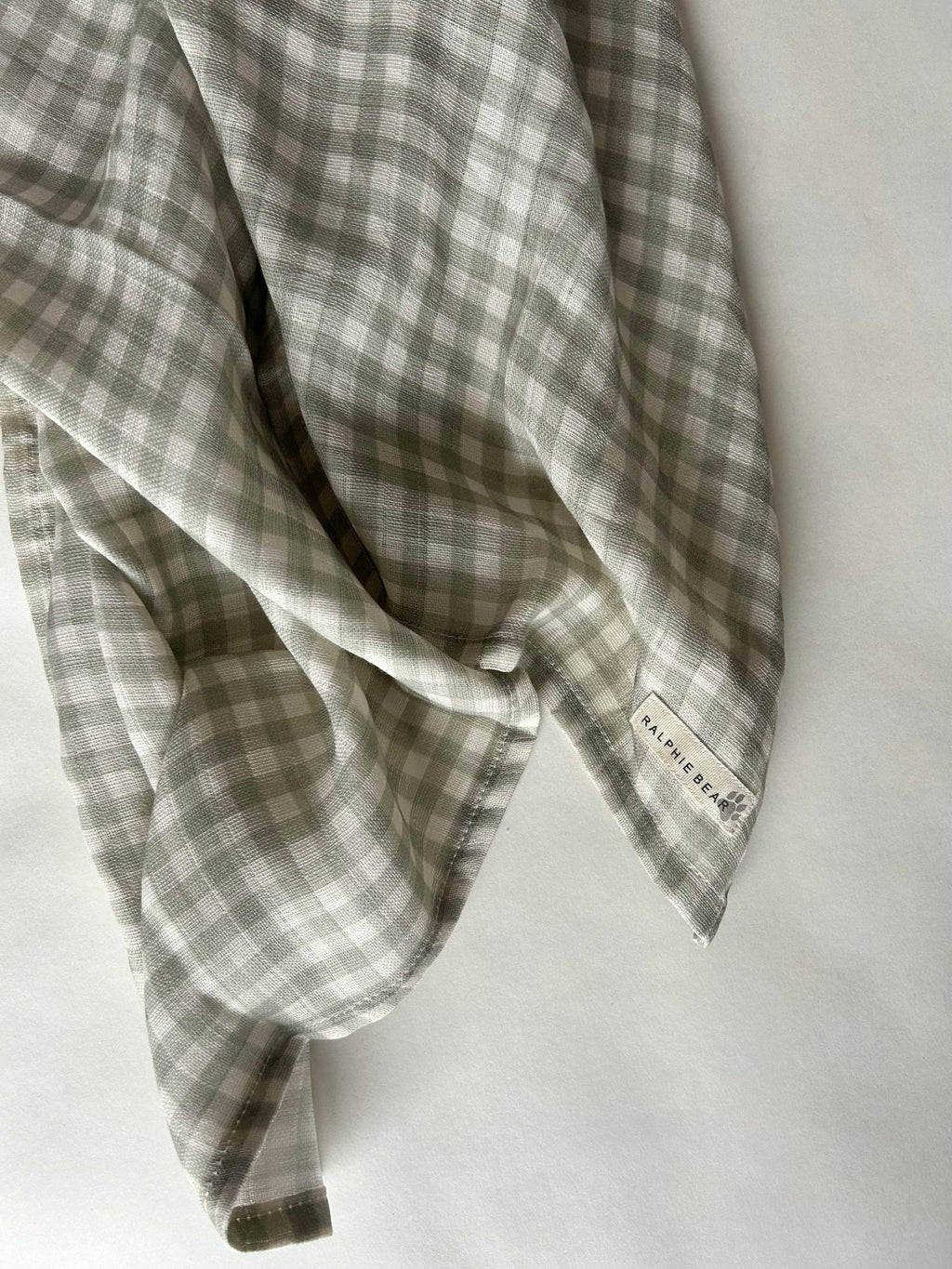 Ralphie Bear Large Swaddle Muslin - Gingham Sage - Baby&More
