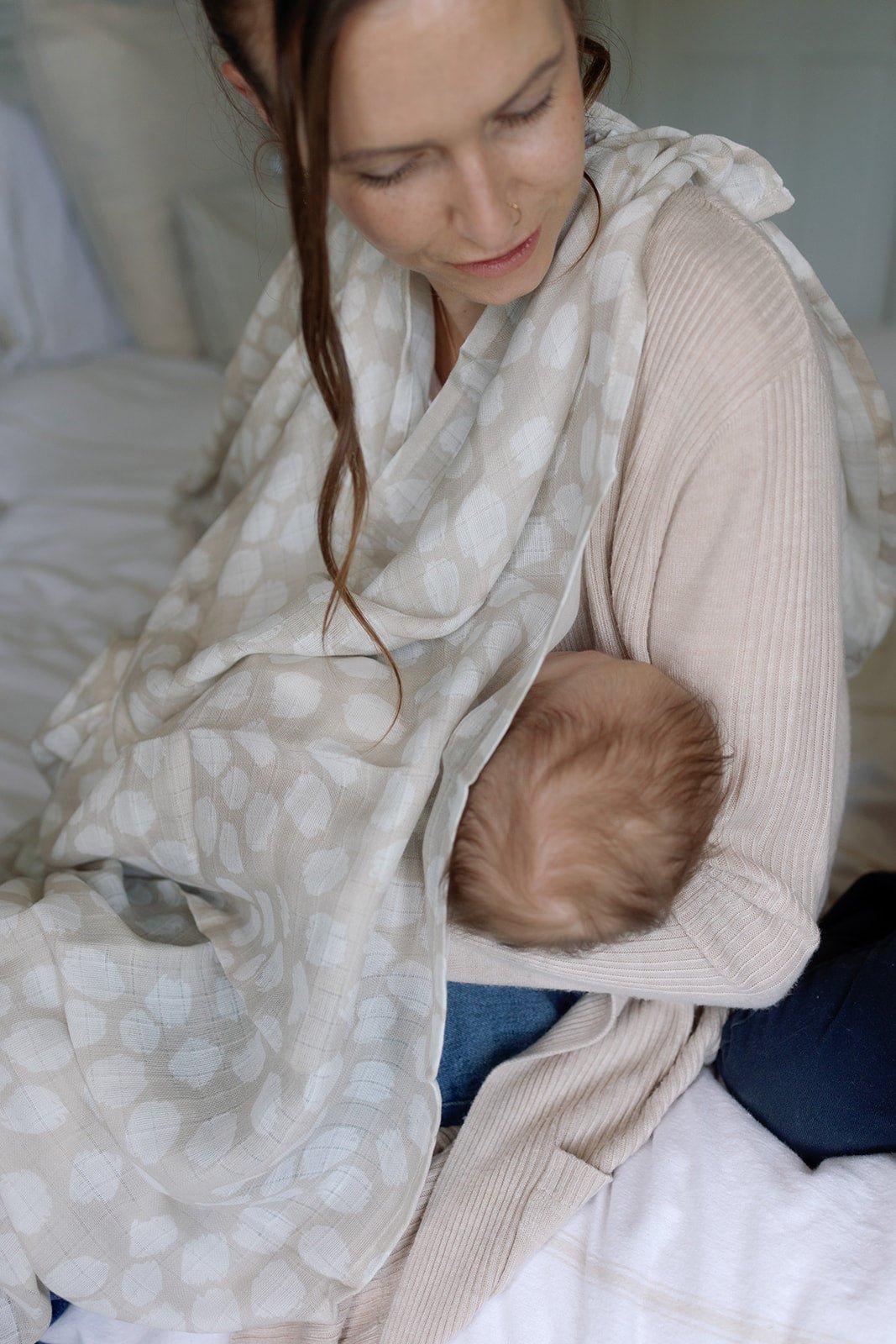 Ralphie Bear Large Swaddle Muslin - Scallop - Baby&More