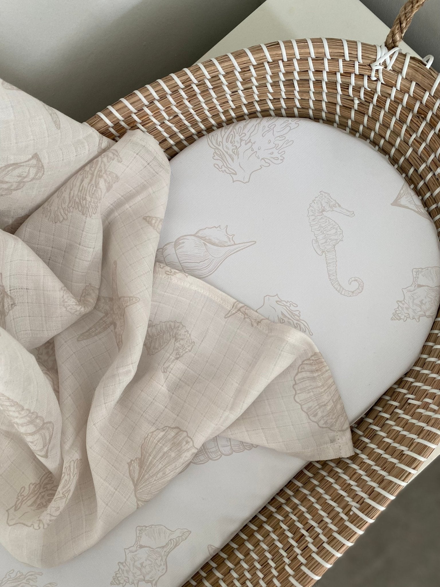 Ralphie Bear Large Swaddle Muslin - Seashell - Baby&More