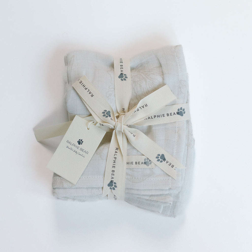 Ralphie Bear Large Swaddle Muslin - Seashell - Baby&More