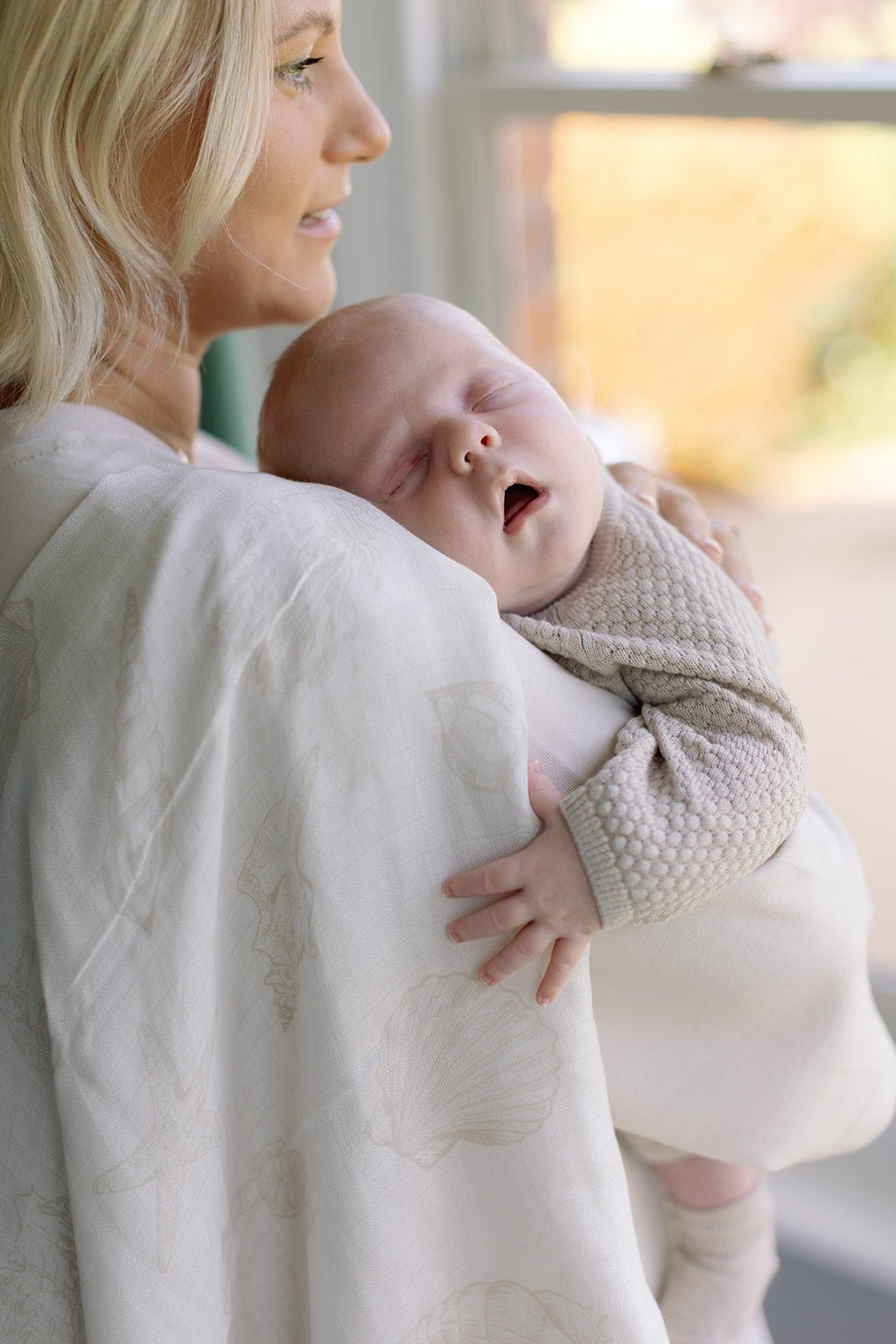 Ralphie Bear Large Swaddle Muslin - Seashell - Baby&More