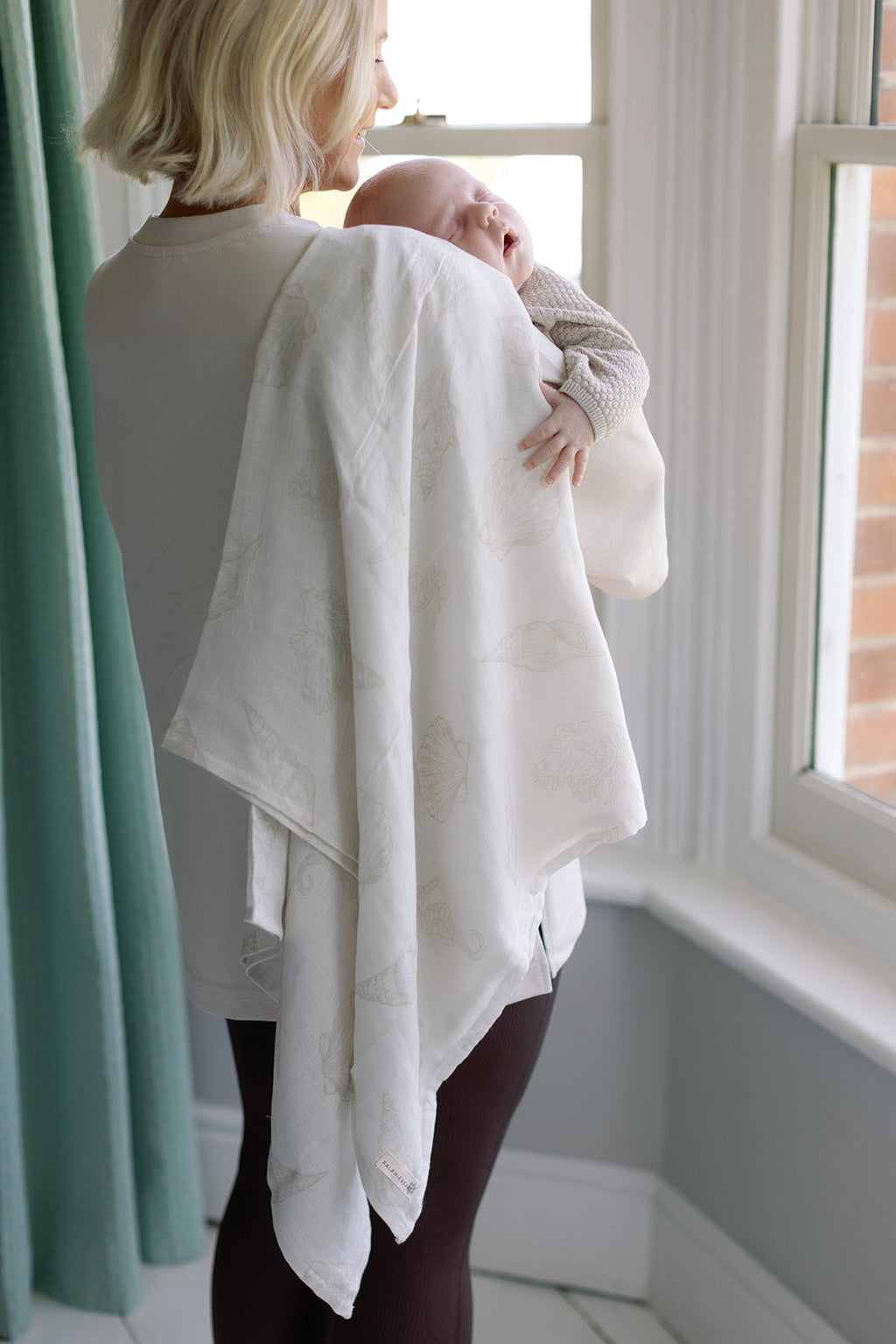 Ralphie Bear Large Swaddle Muslin - Seashell - Baby&More