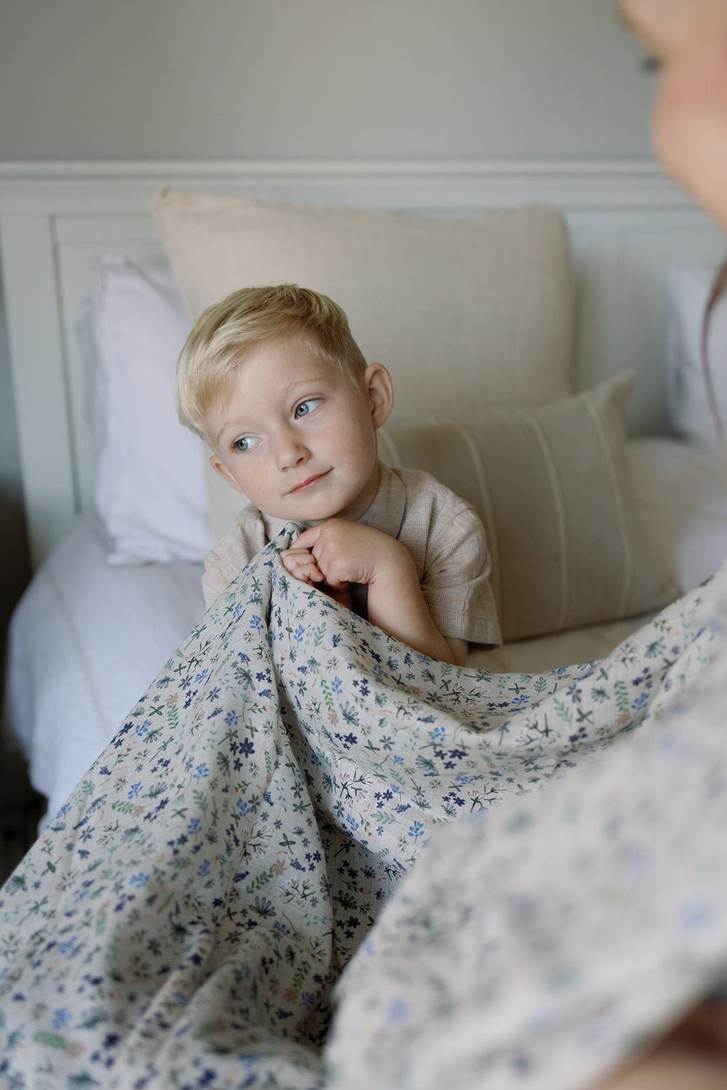 Ralphie Bear Large Swaddle Muslin - Wildflower Blue - Baby&More