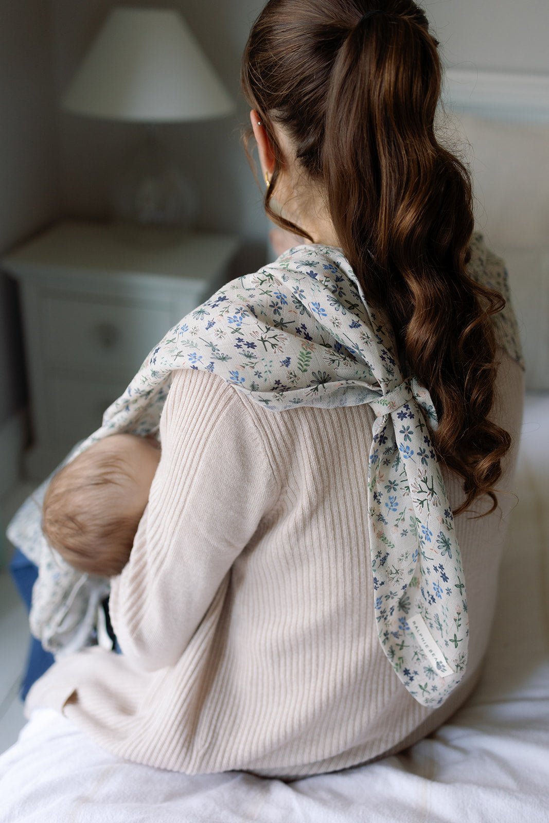 Ralphie Bear Large Swaddle Muslin - Wildflower Blue - Baby&More