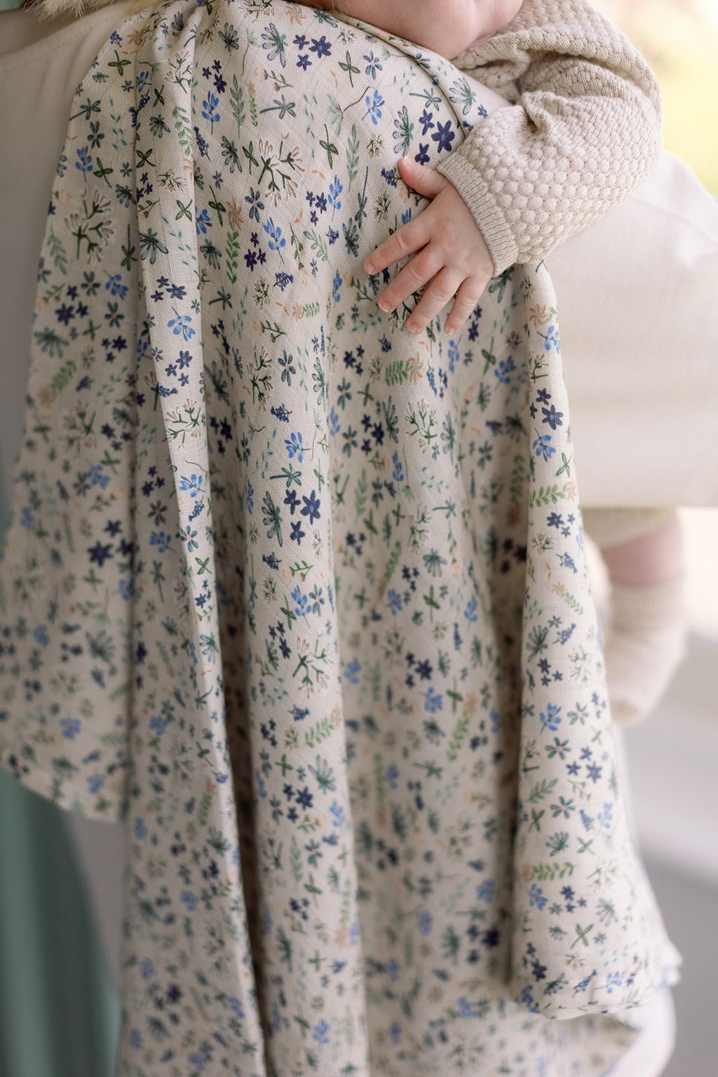 Ralphie Bear Large Swaddle Muslin - Wildflower Blue - Baby&More