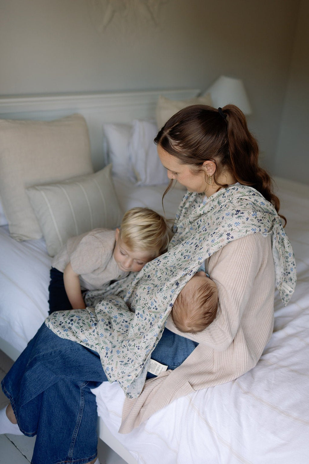 Ralphie Bear Large Swaddle Muslin - Wildflower Blue - Baby&More