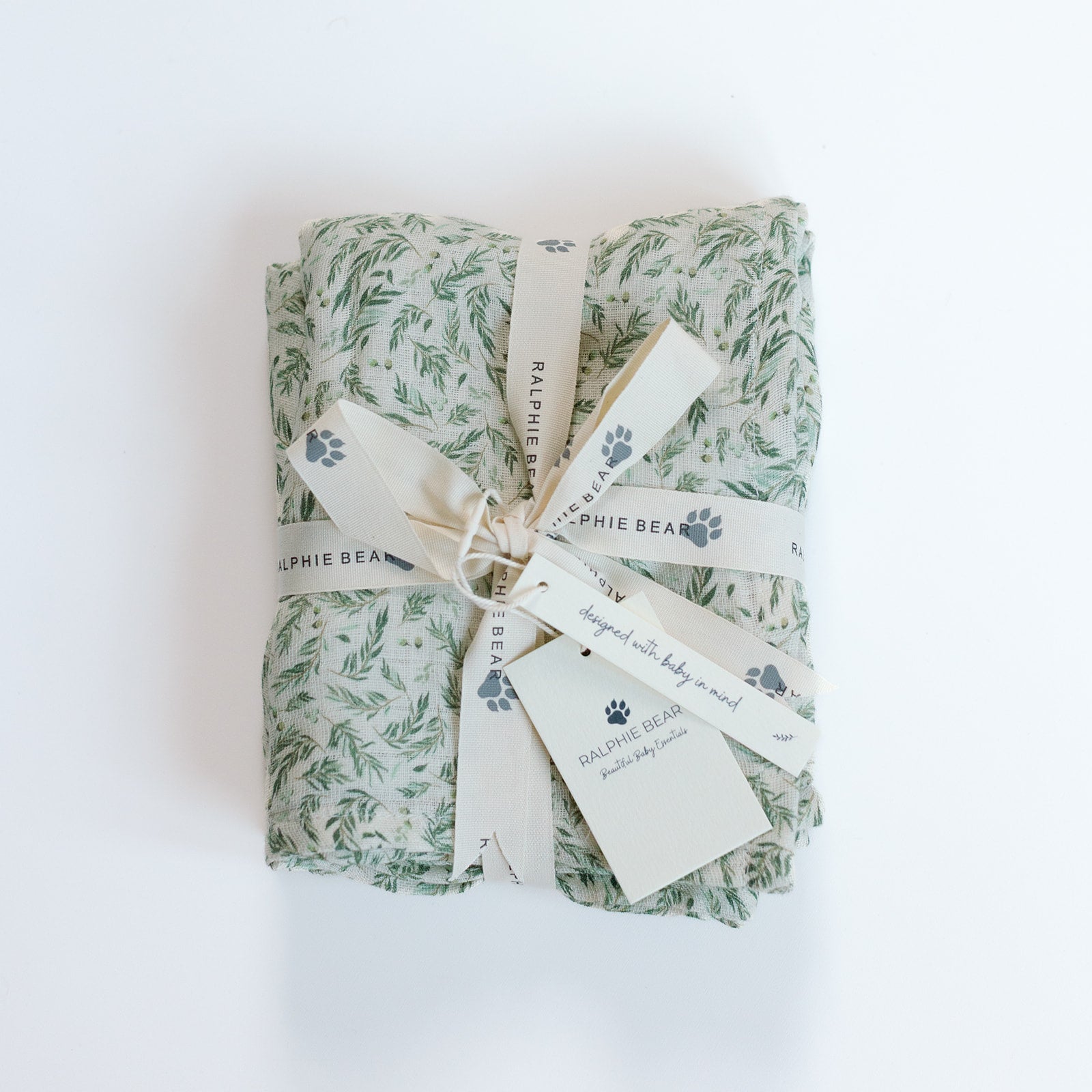 Ralphie Bear Large Swaddle Muslin - Willow - Baby&More