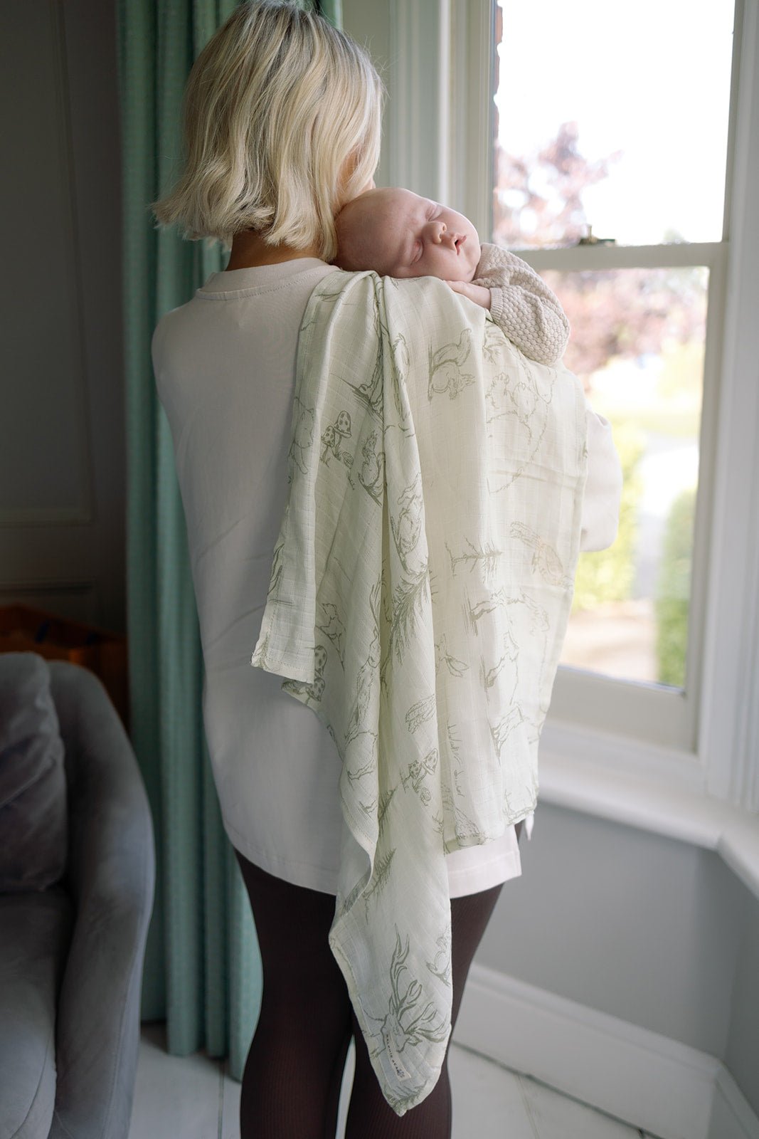 Ralphie Bear Large Swaddle Muslin - Woodland - Baby&More