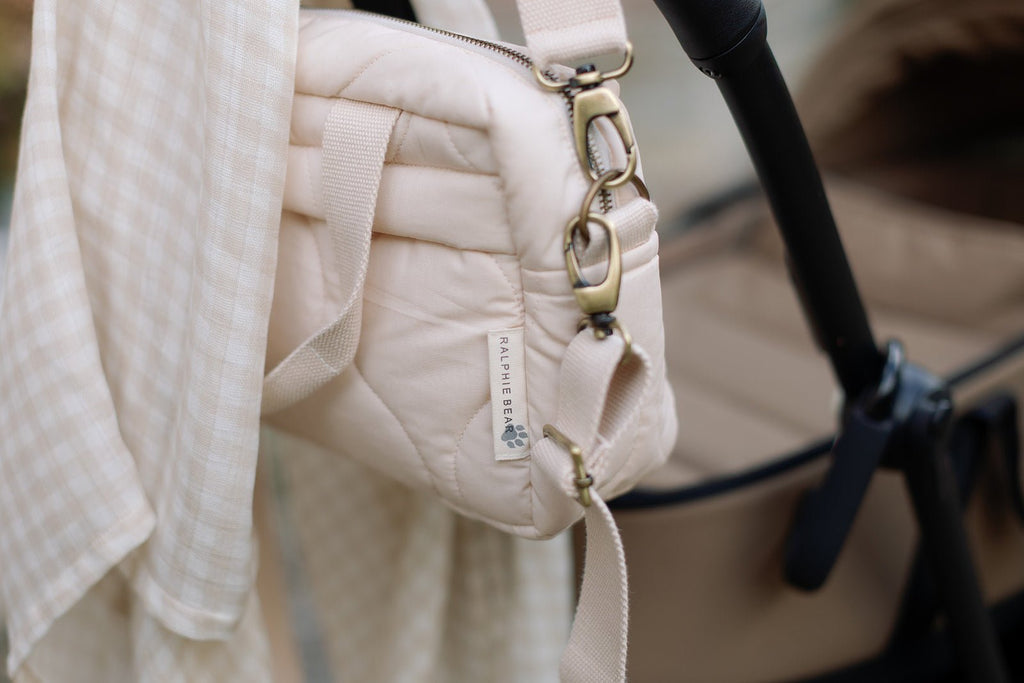 Ralphie Bear Quilted Changing Stroller Bag - Beige/Scallop - Baby&More