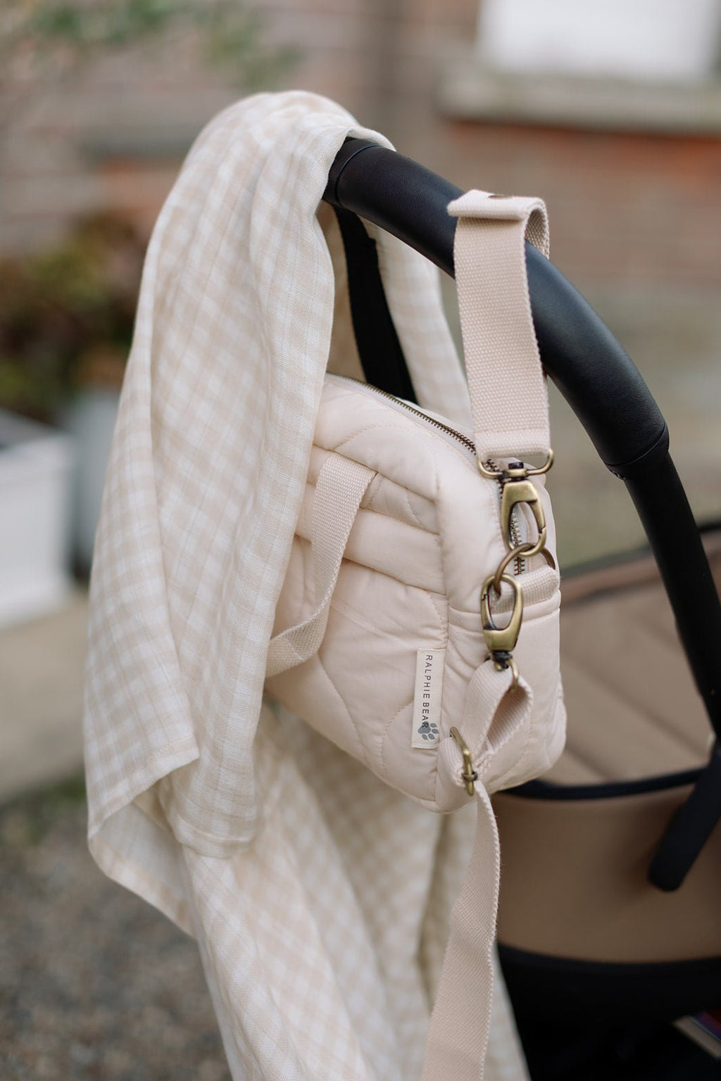 Ralphie Bear Quilted Changing Stroller Bag - Beige/Scallop - Baby&More
