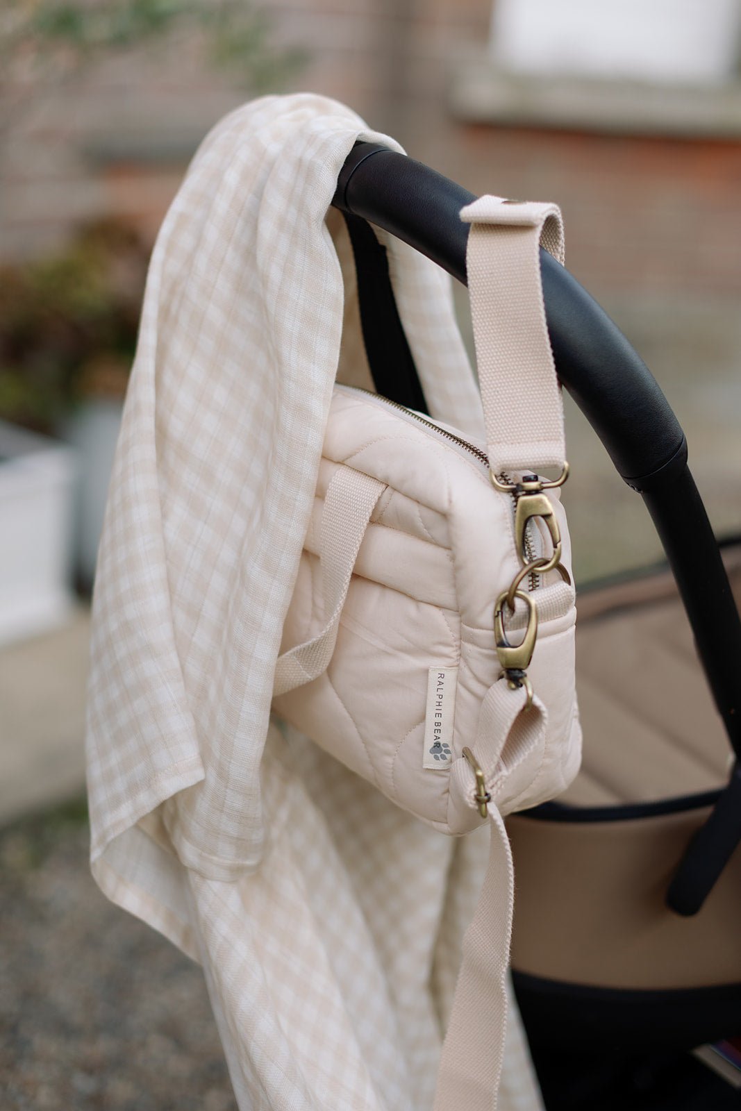 Ralphie Bear Quilted Changing Stroller Bag - Beige/Scallop - Baby&More