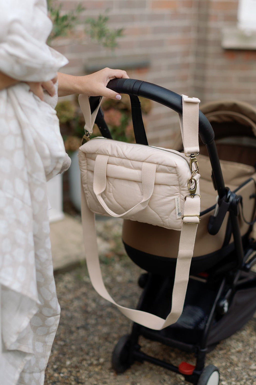 Ralphie Bear Quilted Changing Stroller Bag - Beige/Scallop - Baby&More