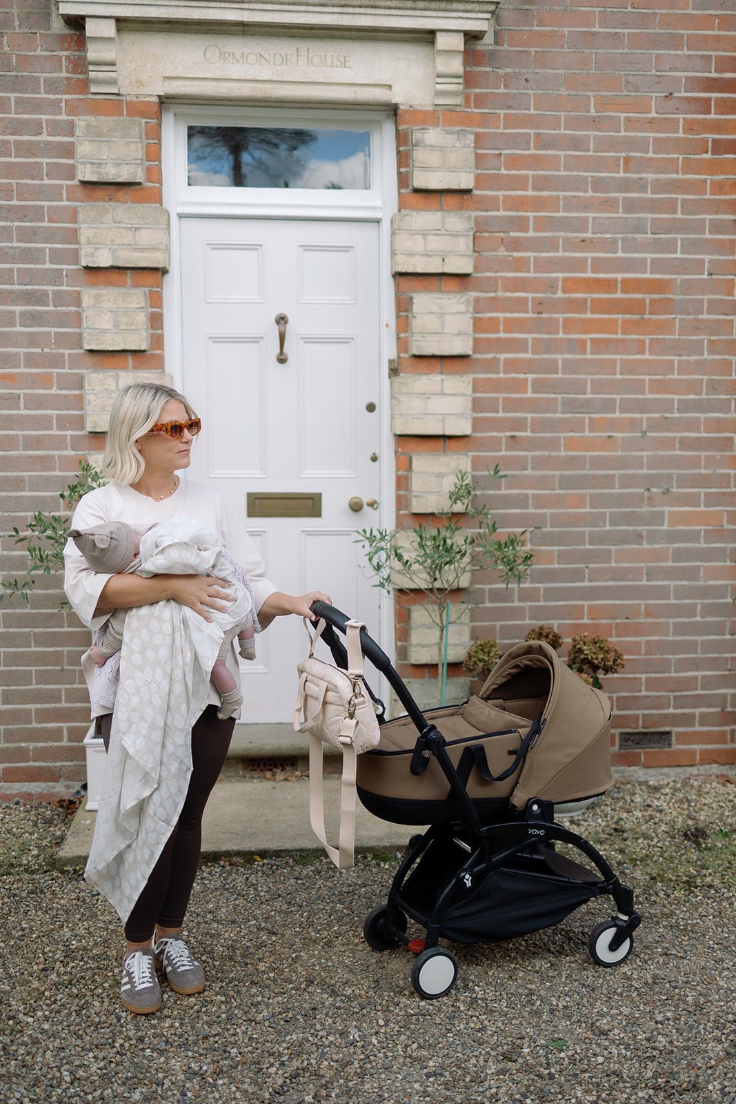 Ralphie Bear Quilted Changing Stroller Bag - Beige/Scallop - Baby&More