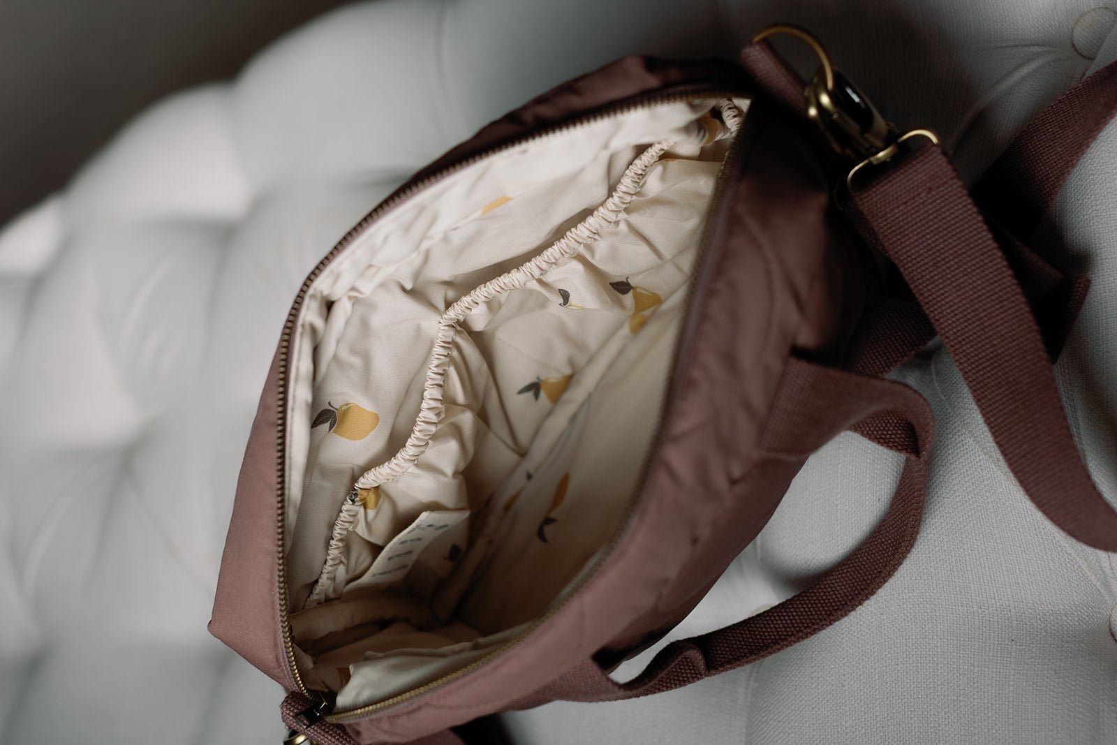 Ralphie Bear Quilted Changing Stroller Bag - Brown/Pears - Baby&More