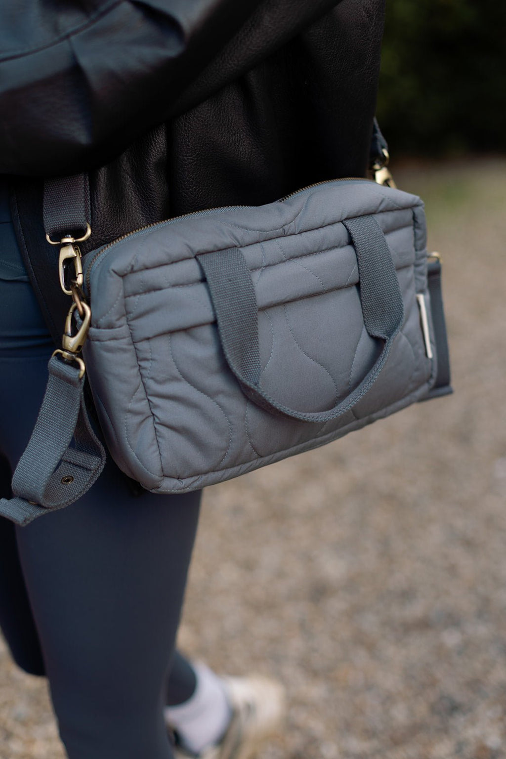 Ralphie Bear Quilted Changing Stroller Bag - Slate/Wildflower - Baby&More