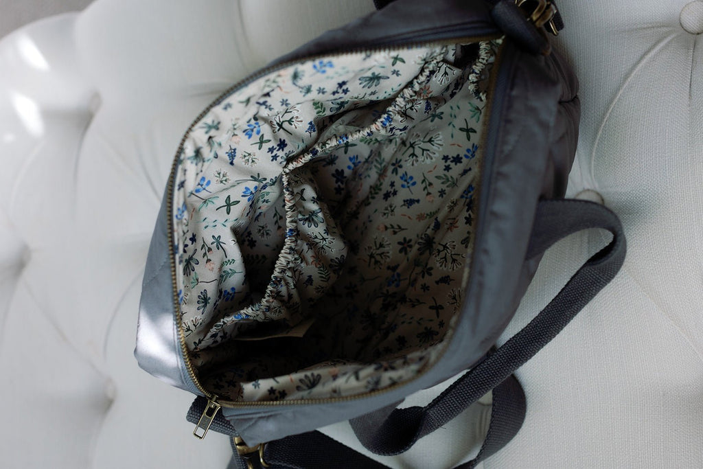 Ralphie Bear Quilted Changing Stroller Bag - Slate/Wildflower - Baby&More