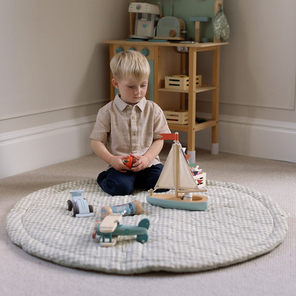 Ralphie Bear Quilted Playmat - Sage Green Gingham - Baby&More