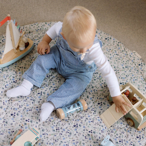 Ralphie Bear Quilted Playmat - Wildflower Blue / Slate Grey - Baby&More