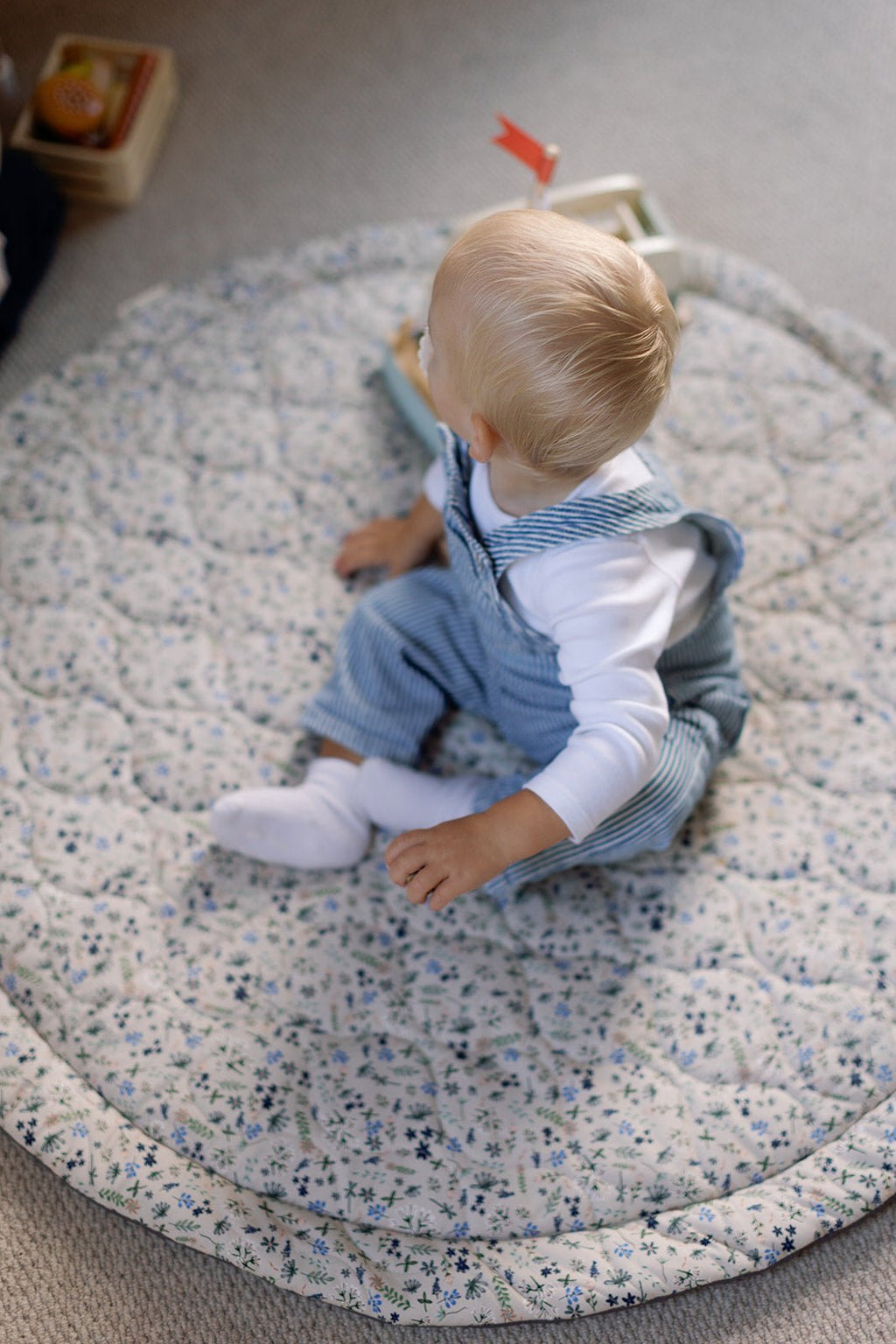 Ralphie Bear Quilted Playmat - Wildflower Blue / Slate Grey - Baby&More