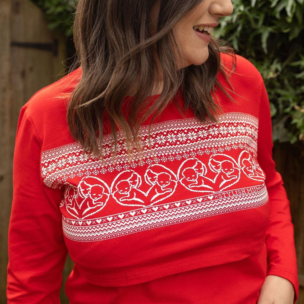 Red Festive Breastfeeding Top - Baby&More
