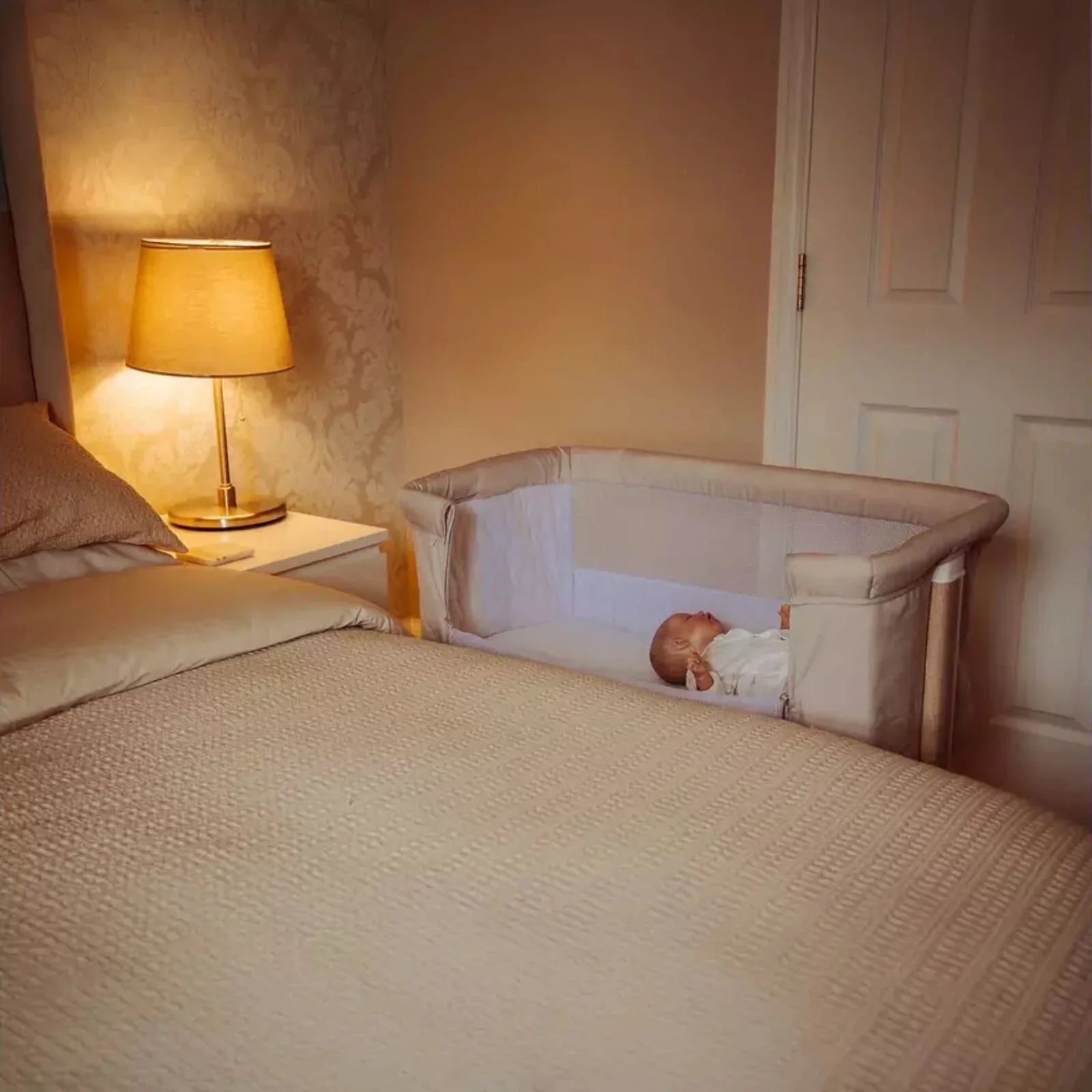 Red Kite Rockabye Bedside Crib - Oatmeal - Baby&More