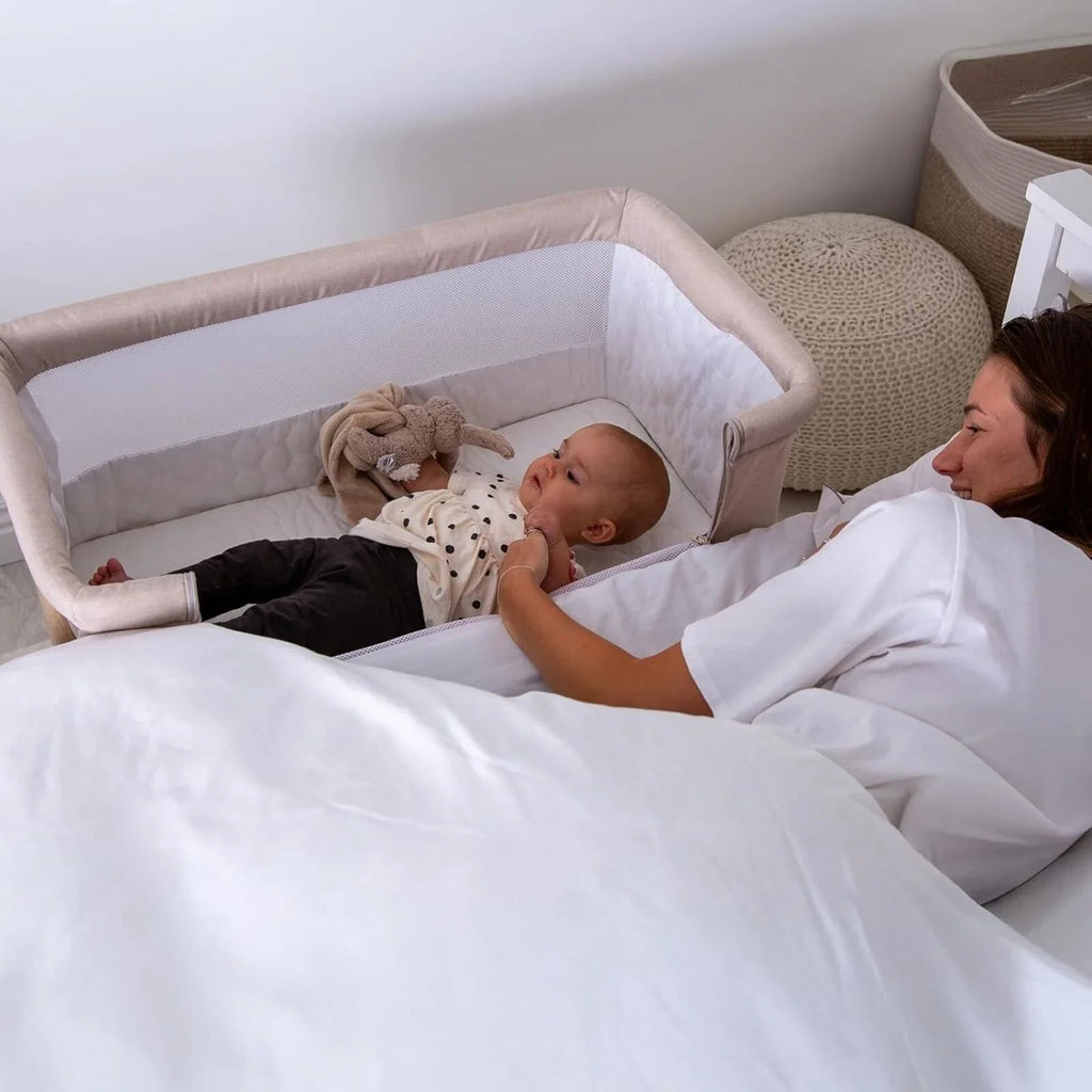 Red Kite Rockabye Bedside Crib - Oatmeal - Baby&More