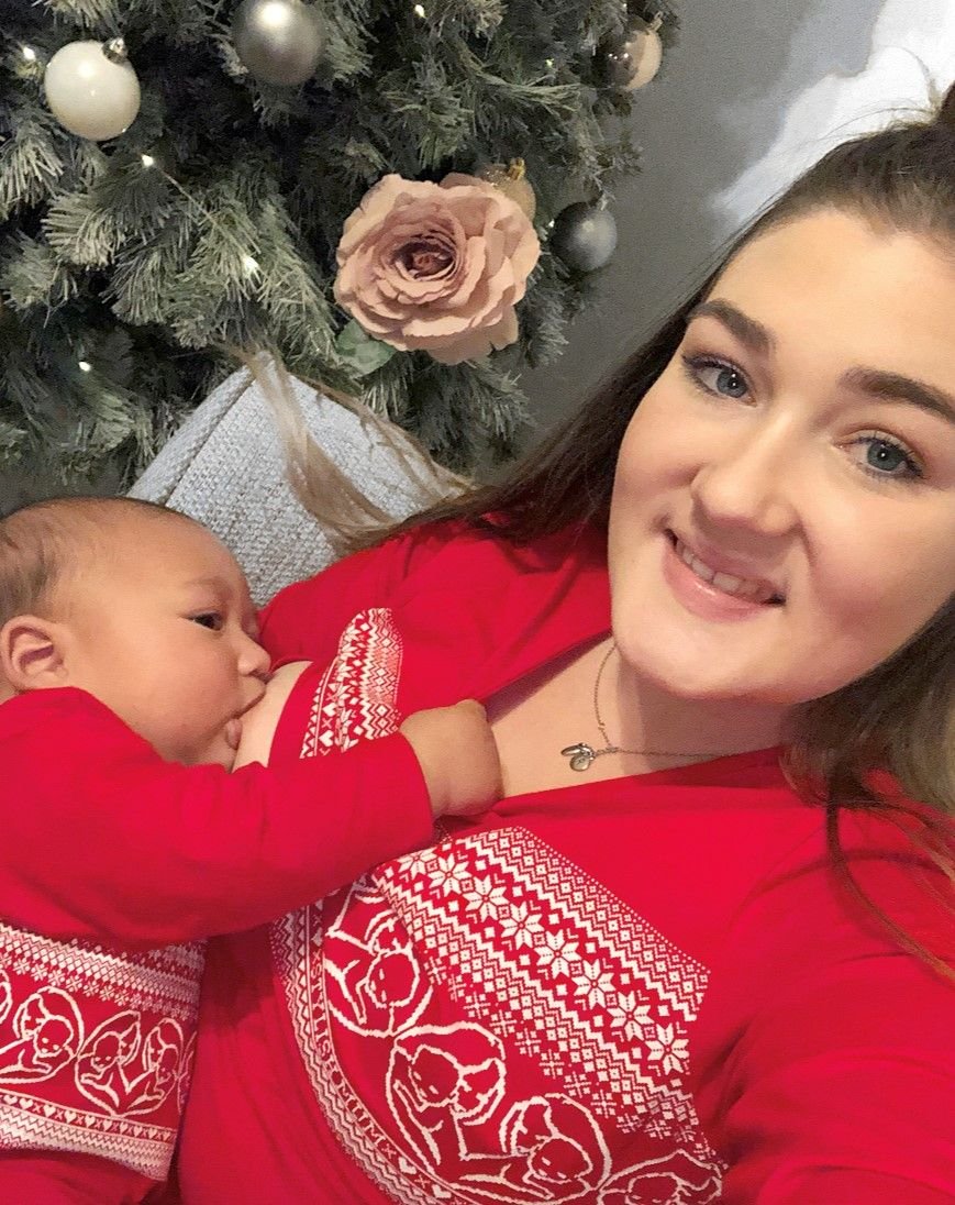 Red Festive Breastfeeding Top