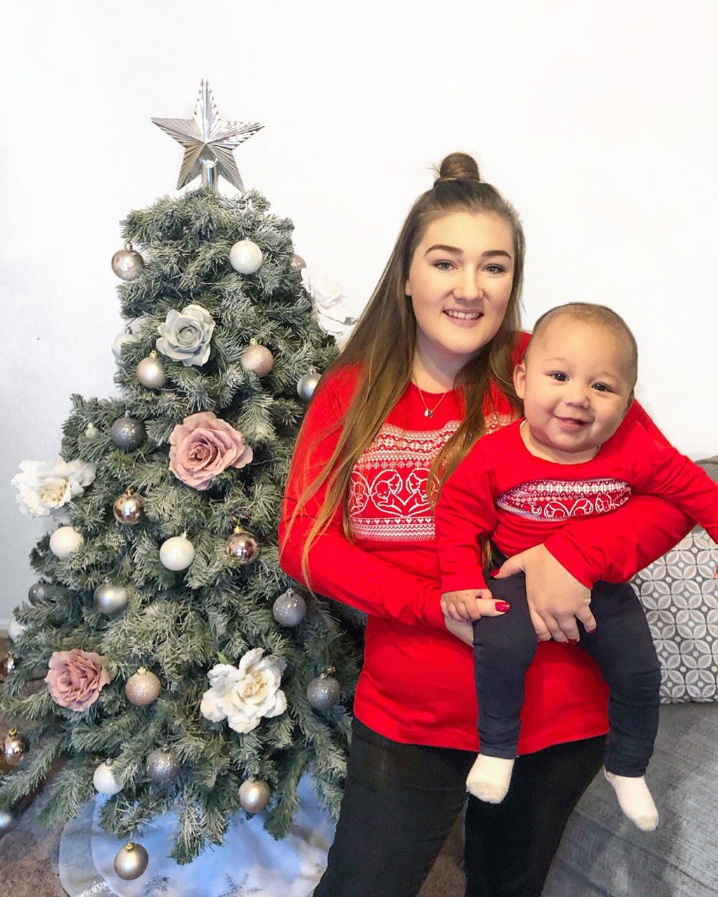 Red Festive Breastfeeding Top