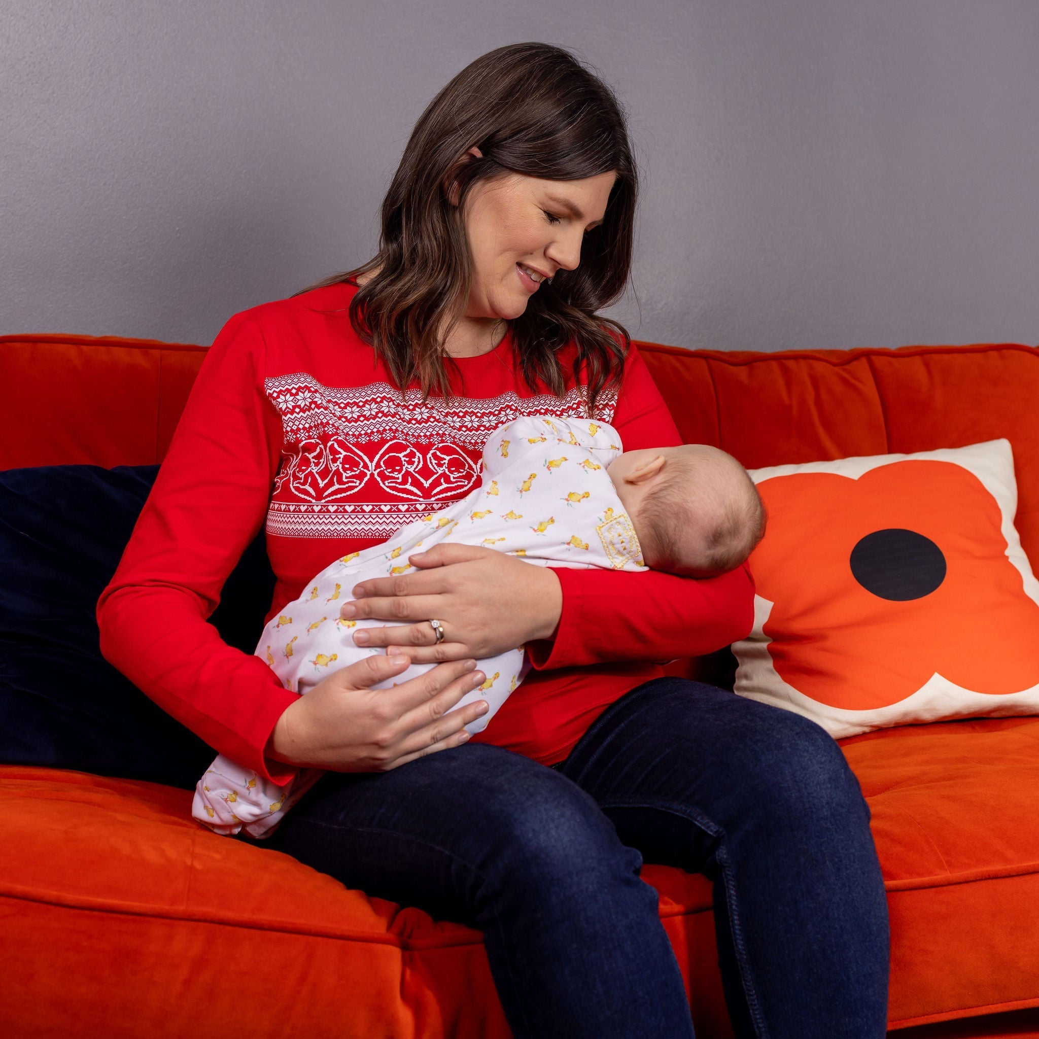Red Festive Breastfeeding Top